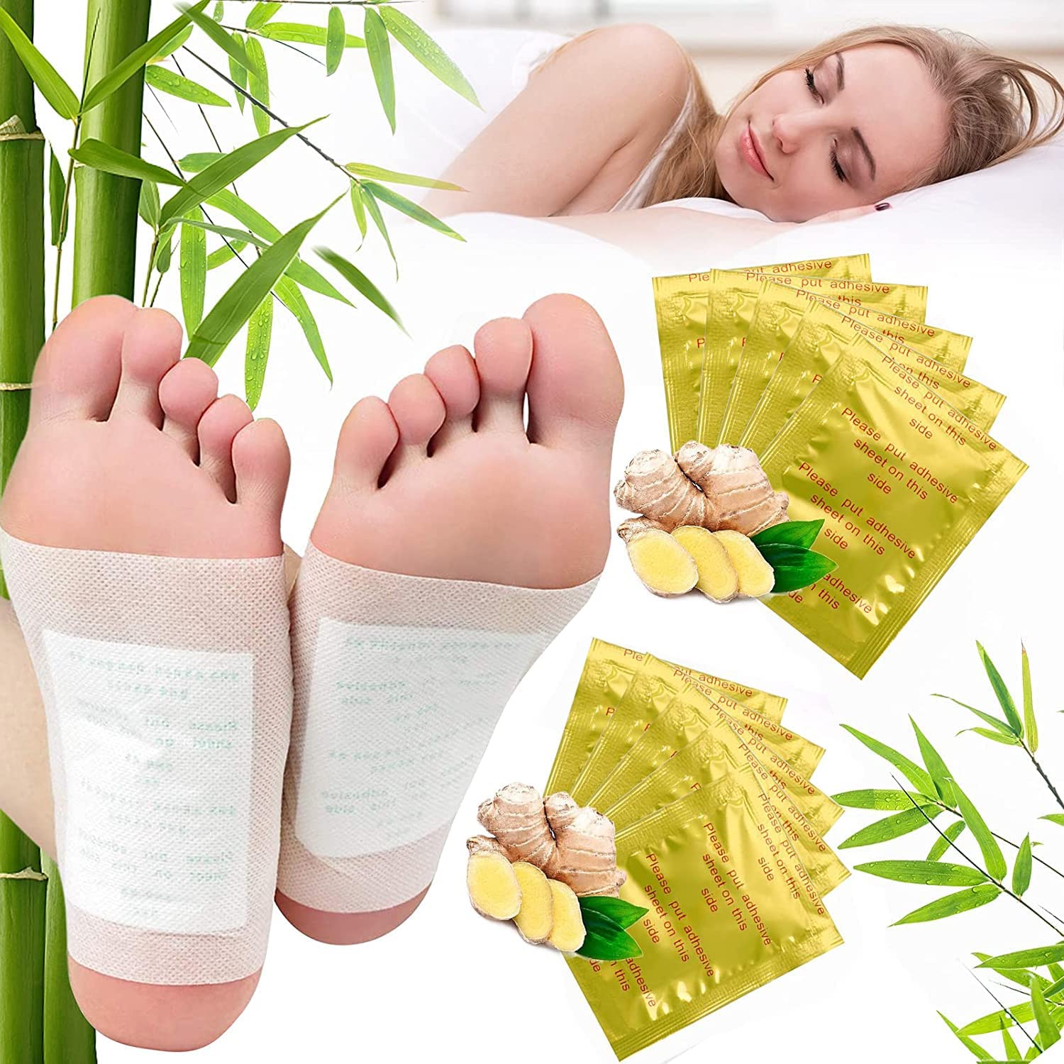 Prishva® Organic Detox Foot Pads - Natural Ginger & Herbal Ingredients for Toxin Removal, Stress Relief & Better Sleep - Pain-Free Adhesive Foot Pads for Body Cleansing (10 Pads) - Perfect for Nighttime Use, Spa Days & Post-Workout Recovery