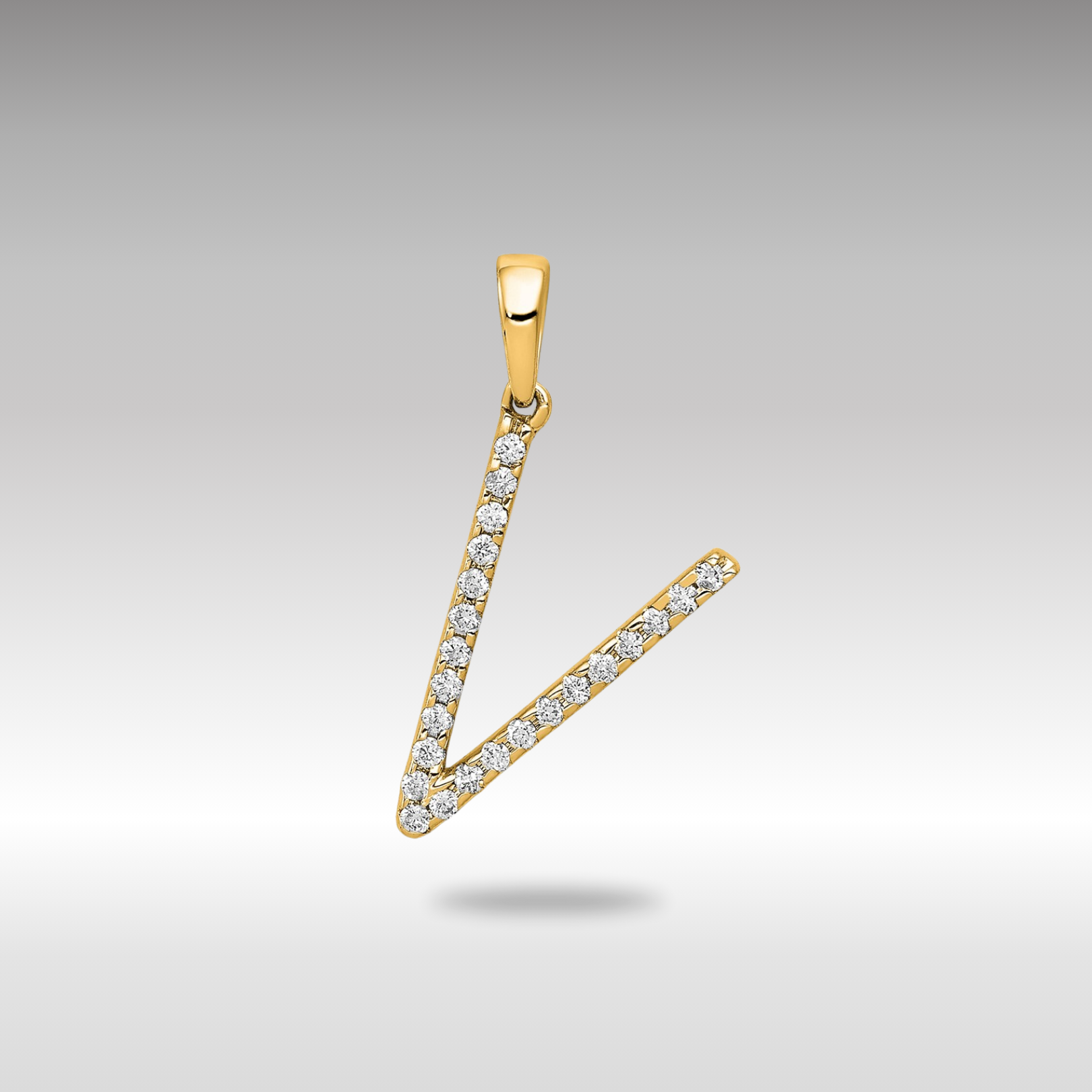 Gold Diamond Letter V Initial Pendant Necklace - 14K Yellow Gold Personalized Jewelry PM5222V 010 YA | Elegant Gift for Women, Birthday, Anniversary & Special Occasions