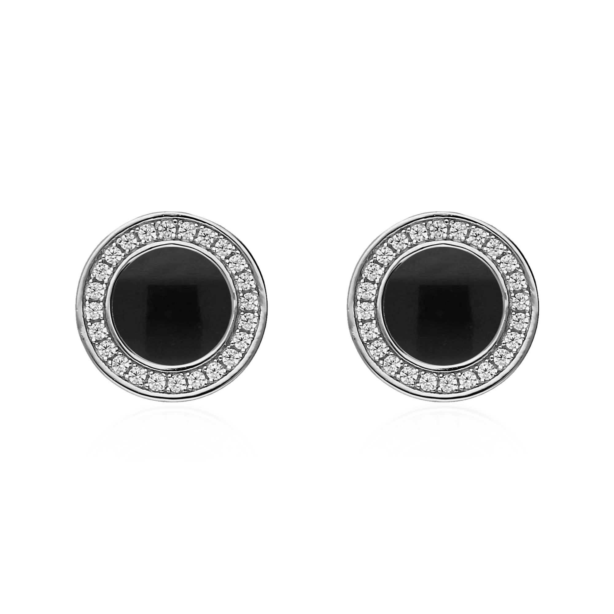 Whitby Jet Sterling Silver CZ Round Stud Earrings for Women – Elegant & Hypoallergenic Jewelry for Parties, Weddings & Everyday Wear