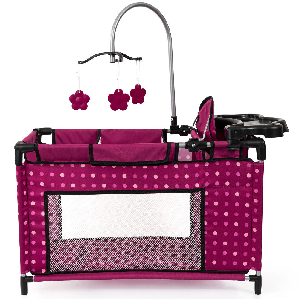Bayer Design Dolls Playpen - Hot Pink with Dots & Fairy Theme for 18