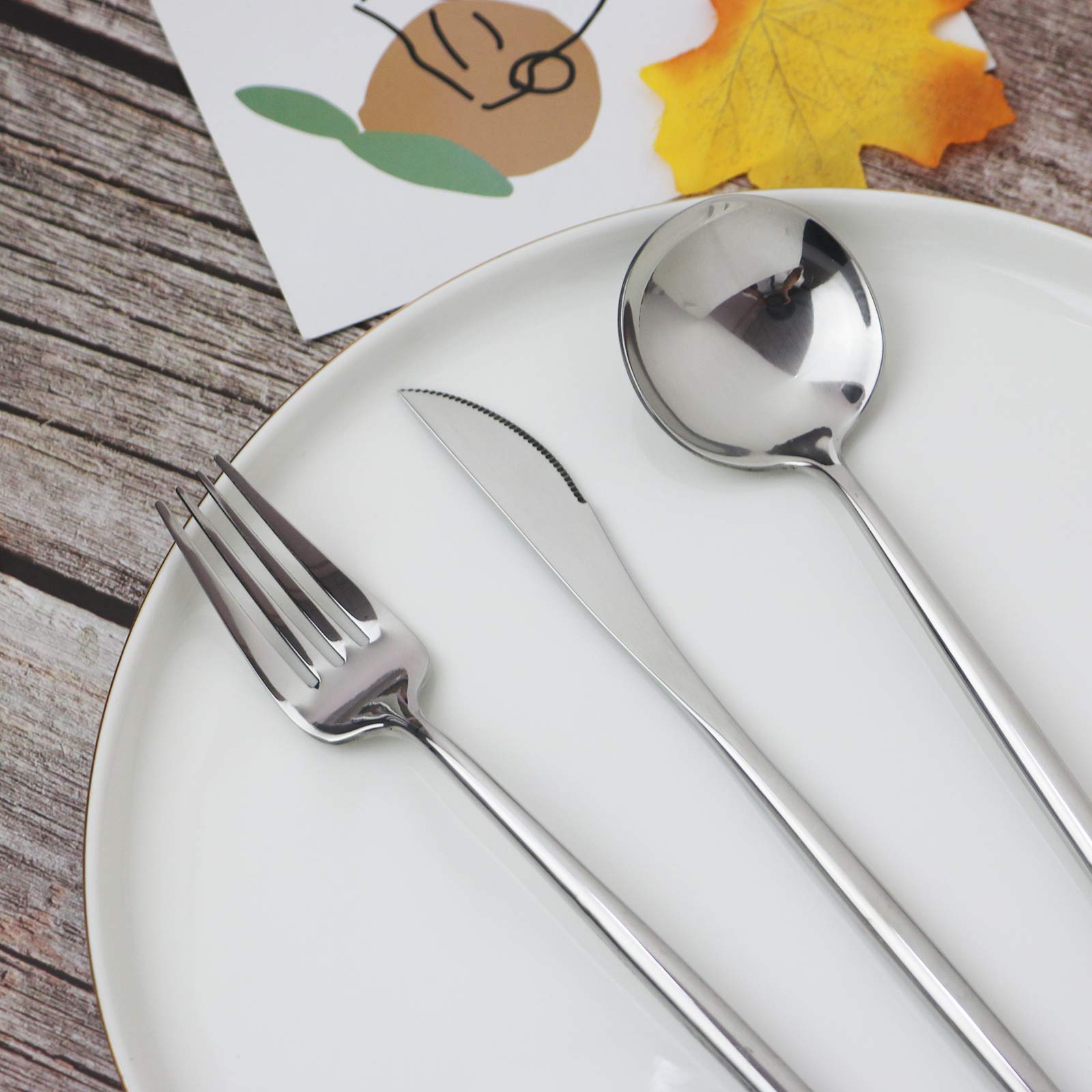 Premium 20-Piece Flatware Set - 18/10 Stainless Steel Silverware for 4 People - Heavy Duty Mirror Polished Dinner Knives, Forks & Spoons - Dishwasher Safe Restaurant-Grade Cutlery - Elegant Gift for Weddings, Housewarming & Dinner Parties (Silver)