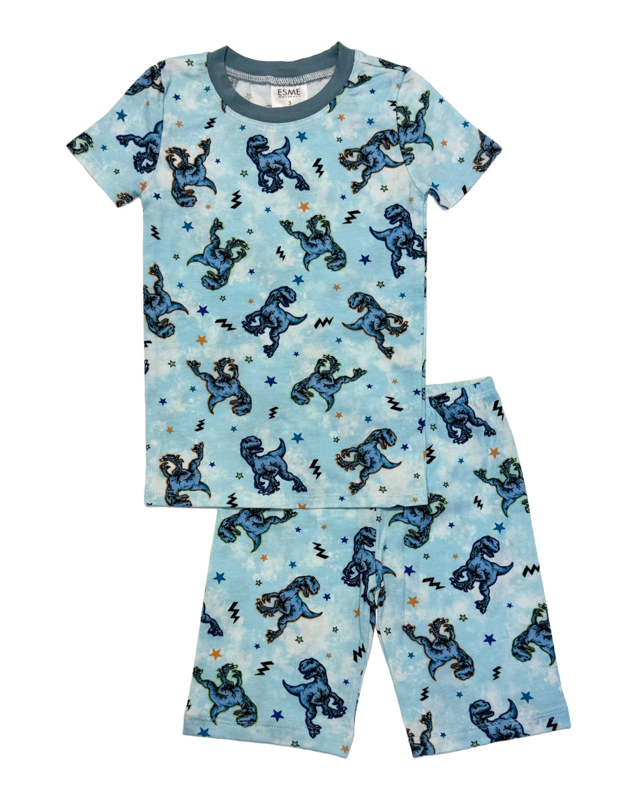 Dino Star Short Sleeve T-Shirt Set for Boys - Cute Dinosaur Print Kids Outfit | Perfect for Playdates, School & Casual Wear