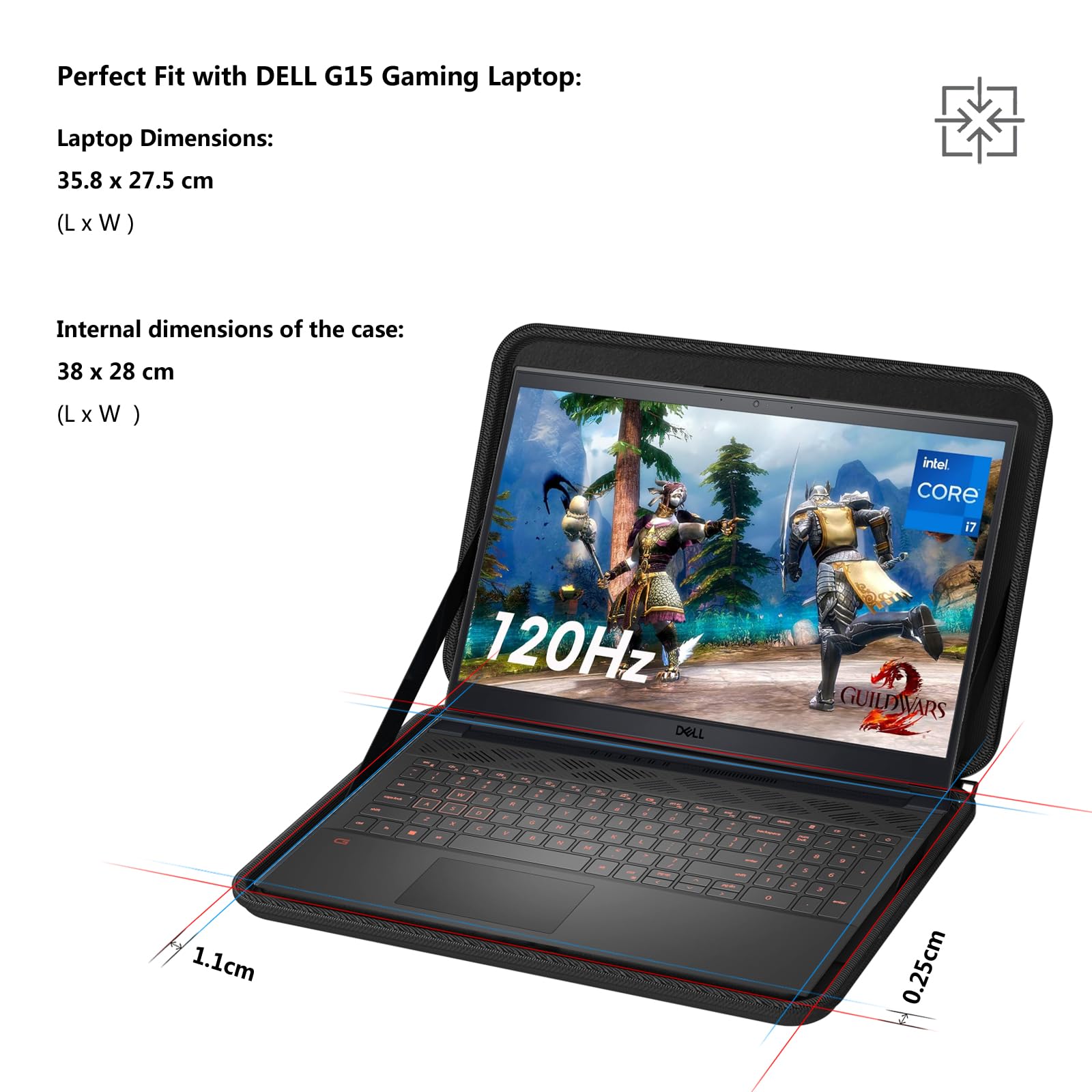 Smatree 15.6 Inch Hard Protective Laptop Sleeve for Dell G15 Gaming Laptop - Water Resistant Slim Carrying Case | Perfect for Travel, School & Office Use