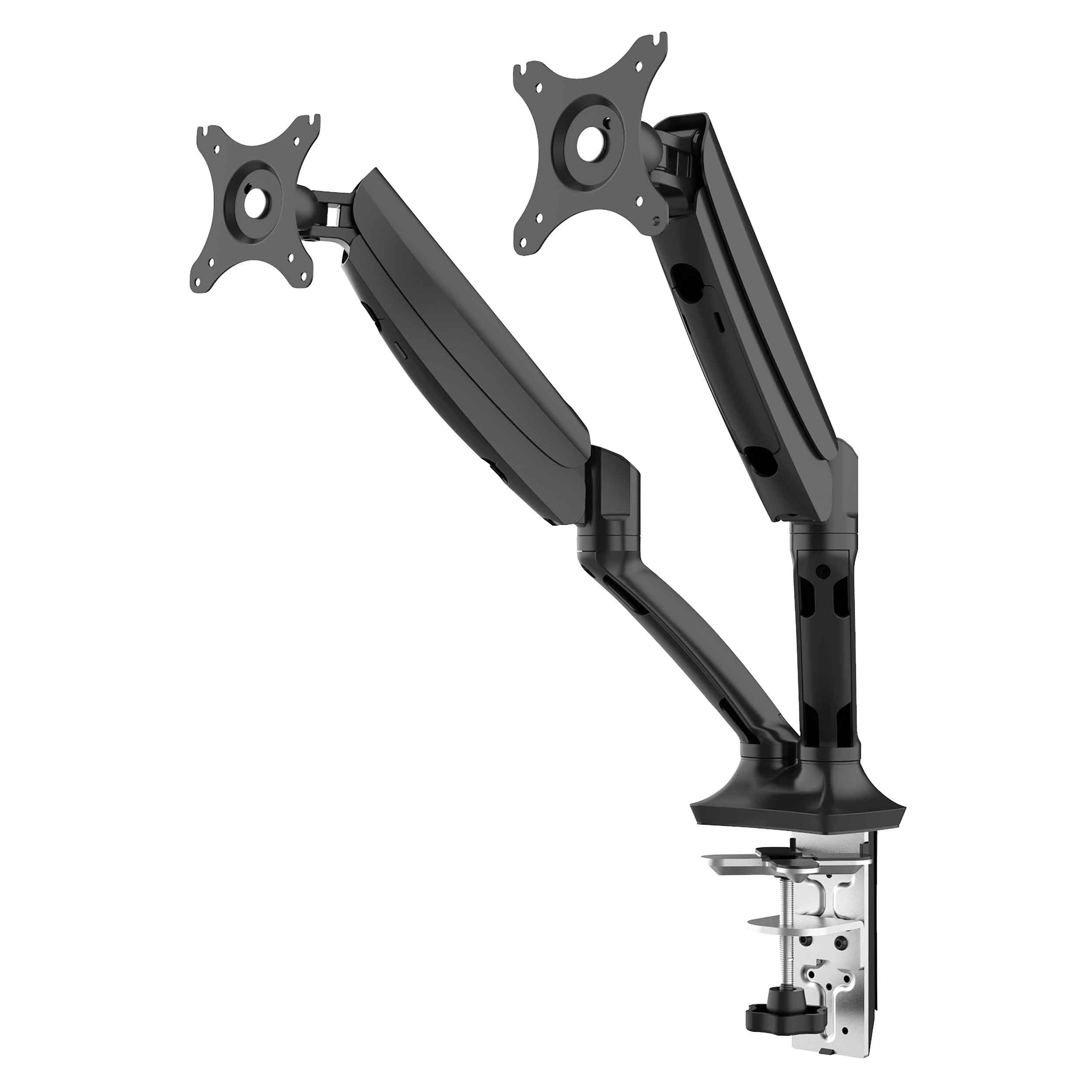 Double Monitor Mount Stand - Adjustable & Rotating Arm for 10-27 Inch Screens with 9kg Load Capacity (Black, DH25) - Perfect for Home Office, Gaming Setup & Workspace Ergonomics