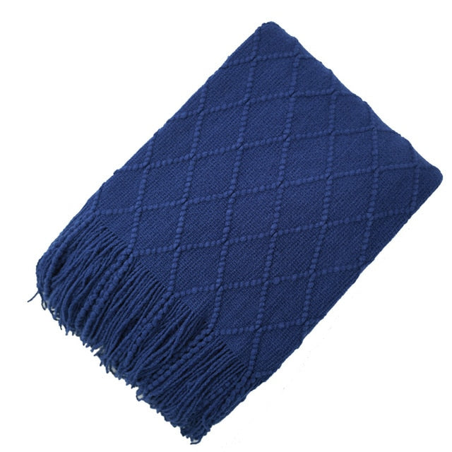 Soft Chevron Knit Throw Blanket with Fringe Tassels - Cozy Plush Blanket for Couch, Bed & Travel - Perfect for Gifts, Home Decor & Relaxation