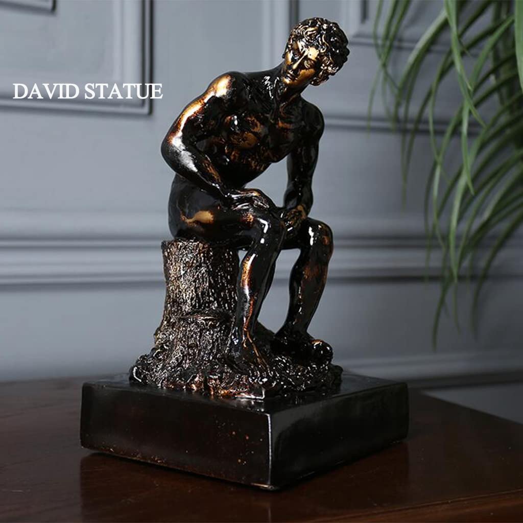 David Statue Sculpture - Classic Greek Mythology Resin Decor for Home & Office | Bedroom, Living Room, Bathroom, Shelf, TV Cabinet & Desktop Display | Unique Gift Idea for Men & Collectors | Perfect for Art Lovers, Interior Design & Mythology Enthusiasts