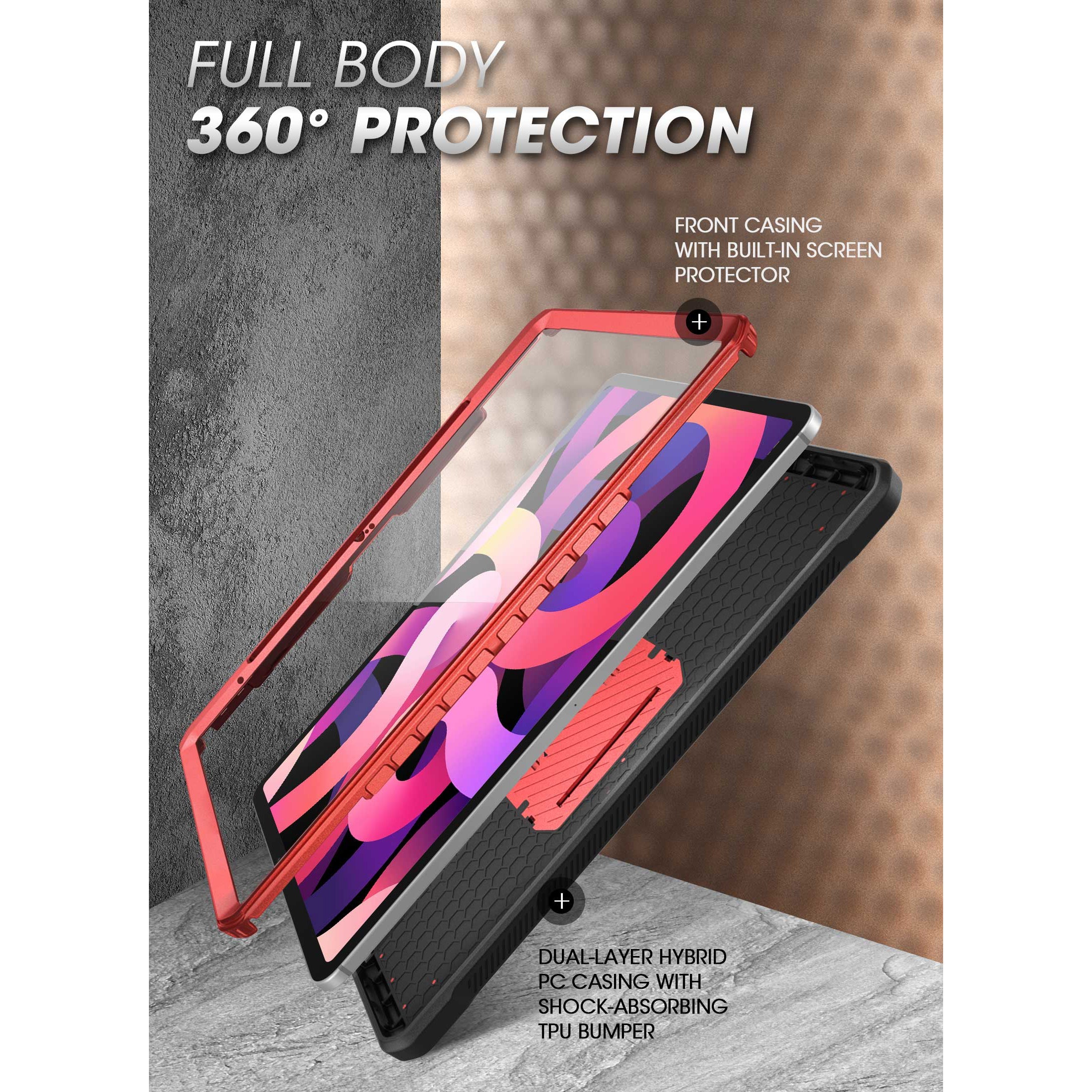 Apple iPad 10.9-inch (10th Gen, 2022) Unicorn Beetle PRO Rugged Case with Kickstand - Metallic Red | Shockproof Protective Cover for Work, Travel & Outdoor Use | Open Box Condition