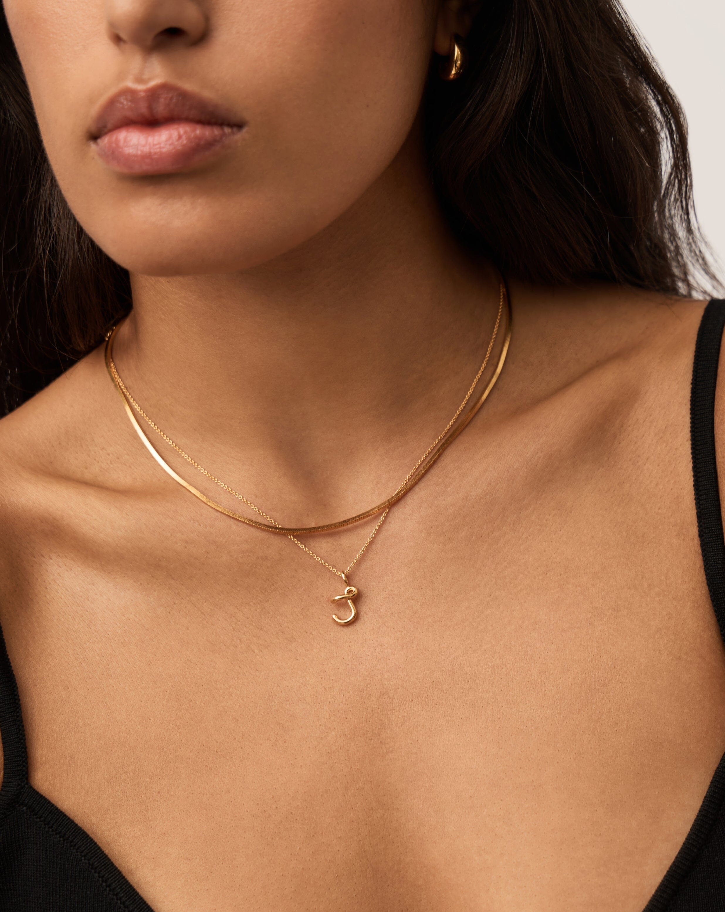 Curly Molten Mini Initial Necklace - Personalized Letter J Pendant in 18k Gold Vermeil - Perfect for Birthdays, Anniversaries & Everyday Layering Jewelry