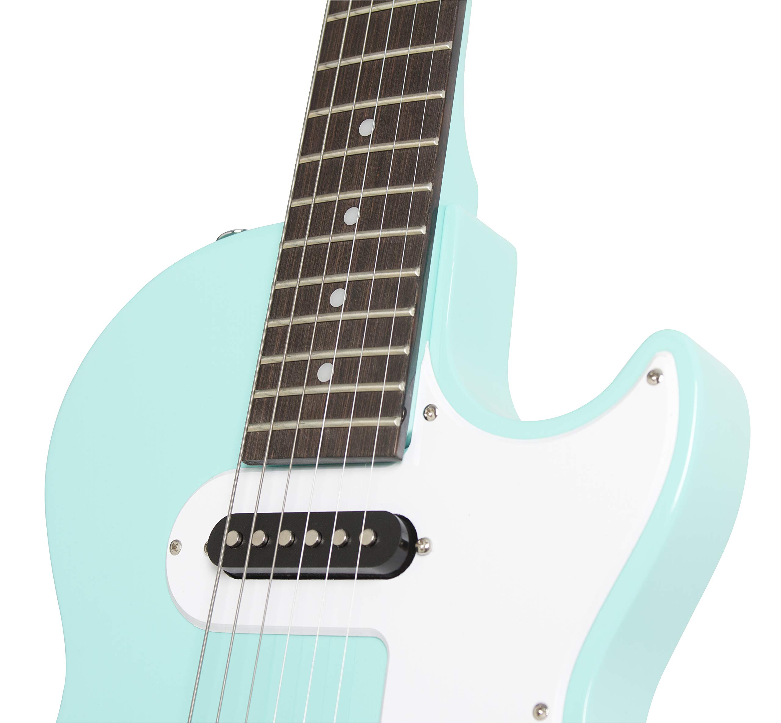 Epiphone Les Paul Melody Maker Electric Guitar Starter Pack with Mini Amp, Gig Bag, Tuner, Picks & Strap - Turquoise Finish | Perfect for Beginners, Practice & Home Recording
