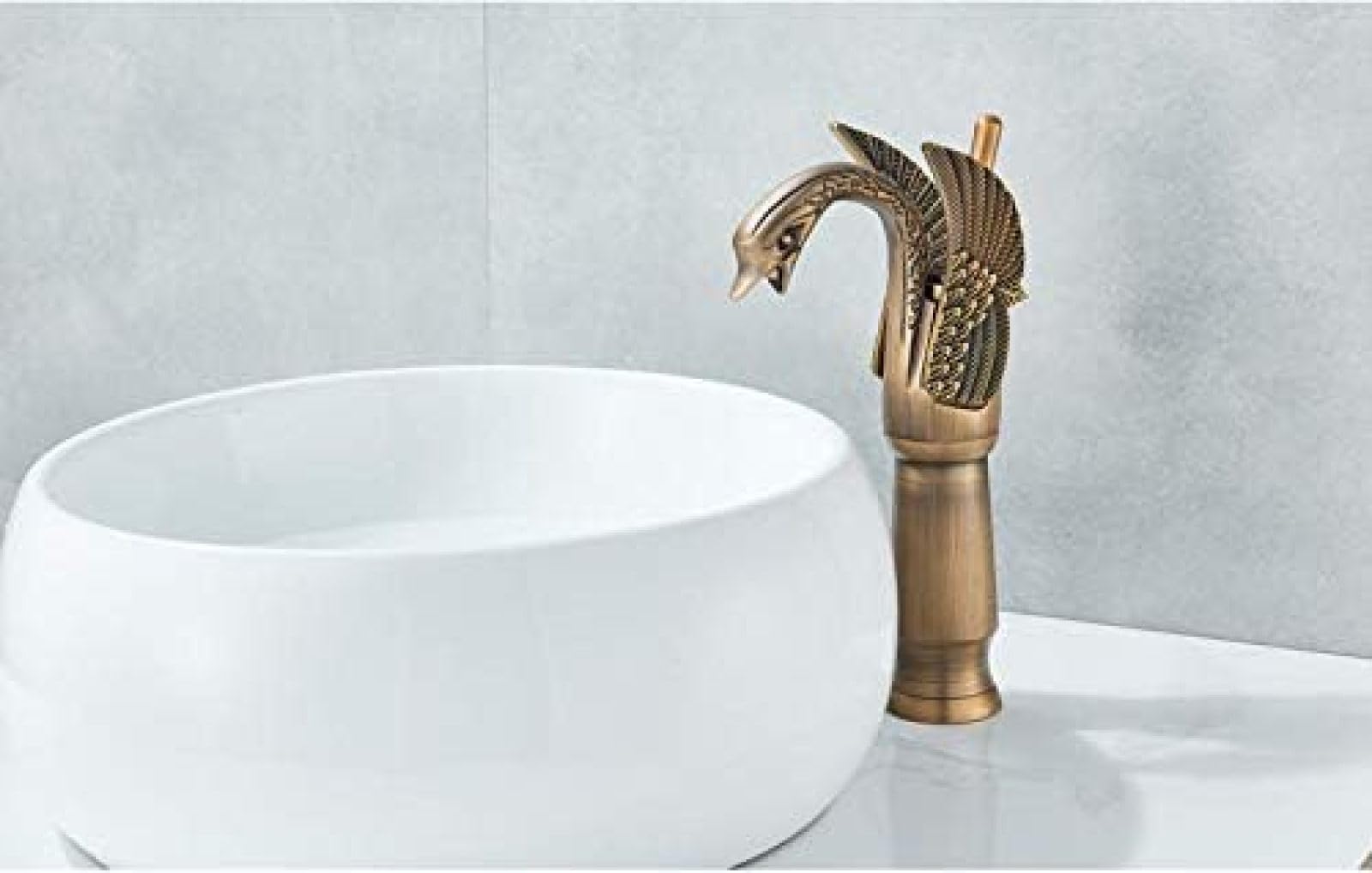 CRJUS Swan Bathroom Faucet - Antique Brass for Vanity Sink