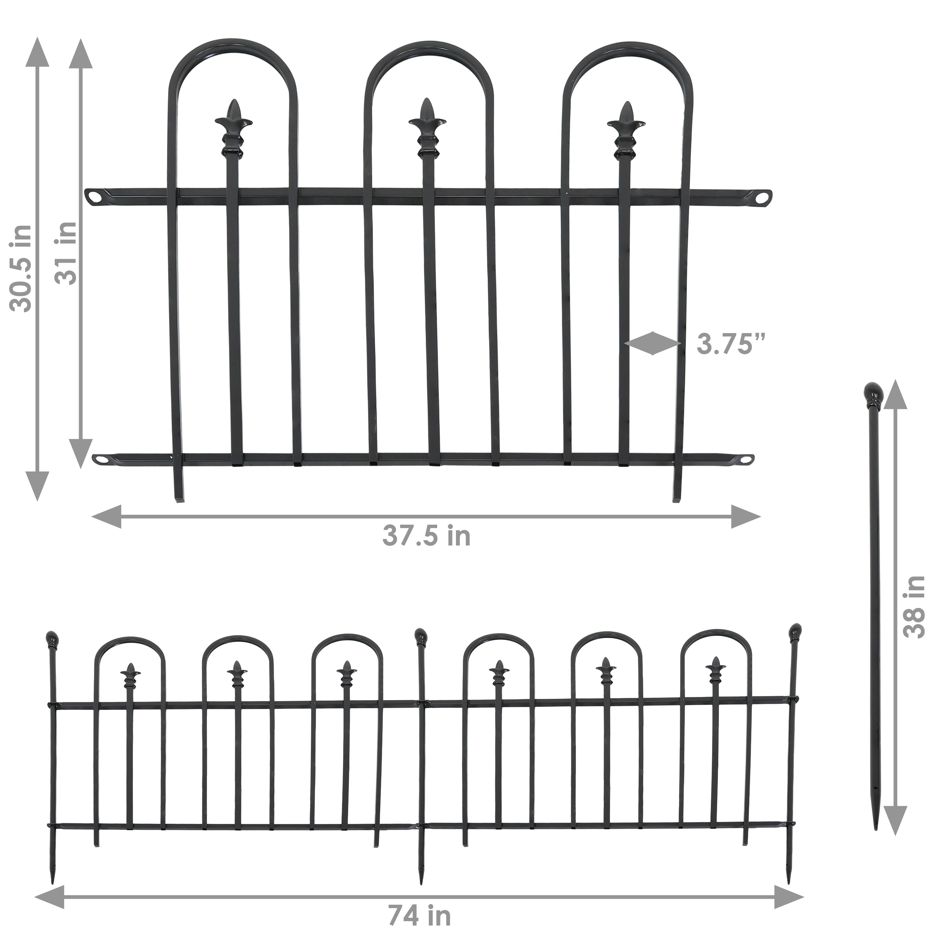 Sunnydaze 2-Piece Strasbourg Steel Garden Fence Panels - 6' Tall Rust-Resistant Outdoor Fencing for Yard, Patio & Garden Decor | Perfect for Privacy, Security & Landscaping