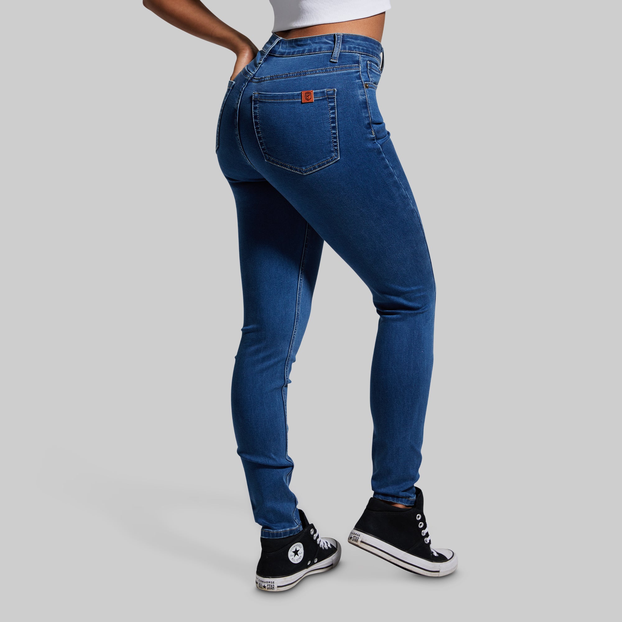 FLEX Stretchy High Rise Skinny Jeans for Women - Mid Wash Denim Pants | Comfortable Slim Fit Jeggings for Everyday Wear, Work & Casual Outfits