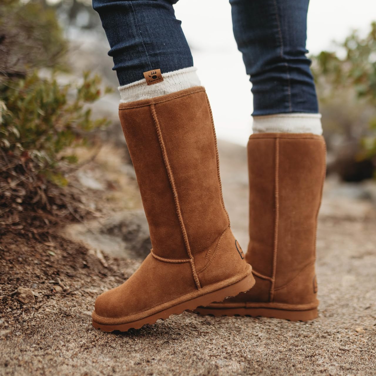 BEARPAW Women's Elle Tall Wide Winter Boots - Classic Suede Slip-On Ankle Booties for Women | Warm & Comfortable Snow Boots in Multiple Colors | Perfect for Cold Weather, Snow Days & Casual Outfits