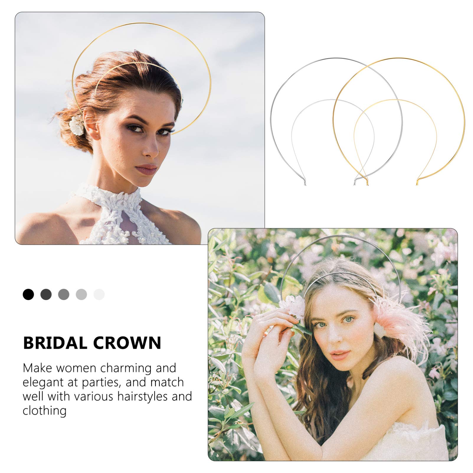 FRCOLOR 2-Pack Double Wire Metal Headbands - Elegant Hair Crown for Women & Girls, Wedding Bridal Headdress, Daily Wear & Prom Party Hair Accessories (Perfect for Special Occasions & Everyday Styling)