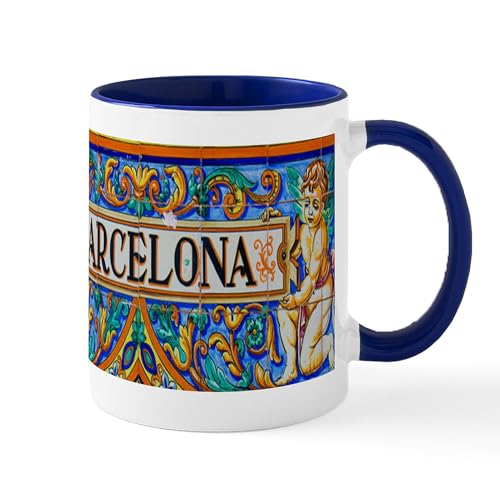 White/Navy Inside - Barcelona Mosaica Mugs