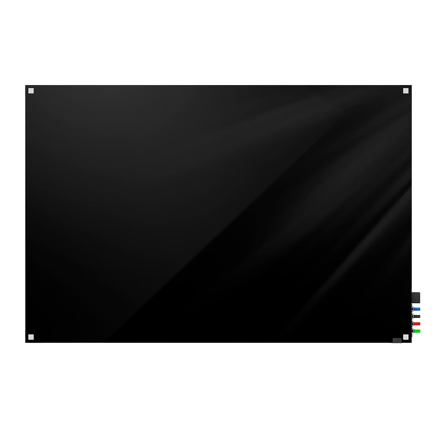 4'x8' Harmony Magnetic Glass Whiteboard - Black Frame, Square Corners - Includes 4 Rare Earth Magnets, 4 Dry Erase Markers & Eraser - Perfect for Office Meetings, Classroom Teaching & Home Organization