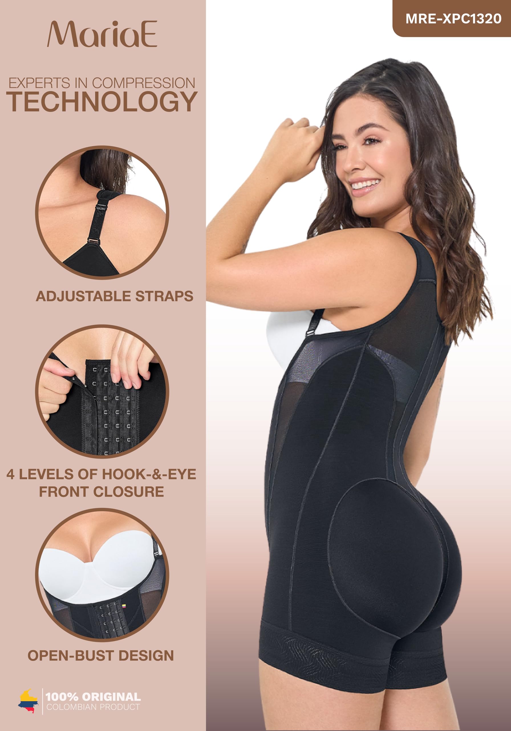 MARIAE High Compression Colombian Shapewear for Women - Full Body Shaper with Tummy Control | Postpartum Recovery & Waist Training | Fajas Colombianas Reductoras
