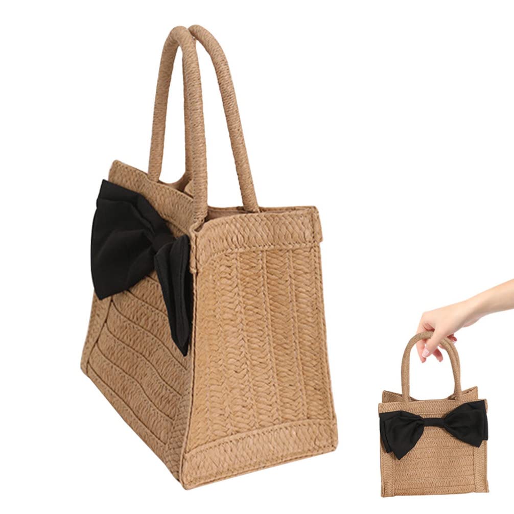 Abaodam Women's Handbag - Stylish Holiday Tote with Adorable Bowknot, Multi-Functional Woven Shopping Bag for Beach, Travel & Daily Use