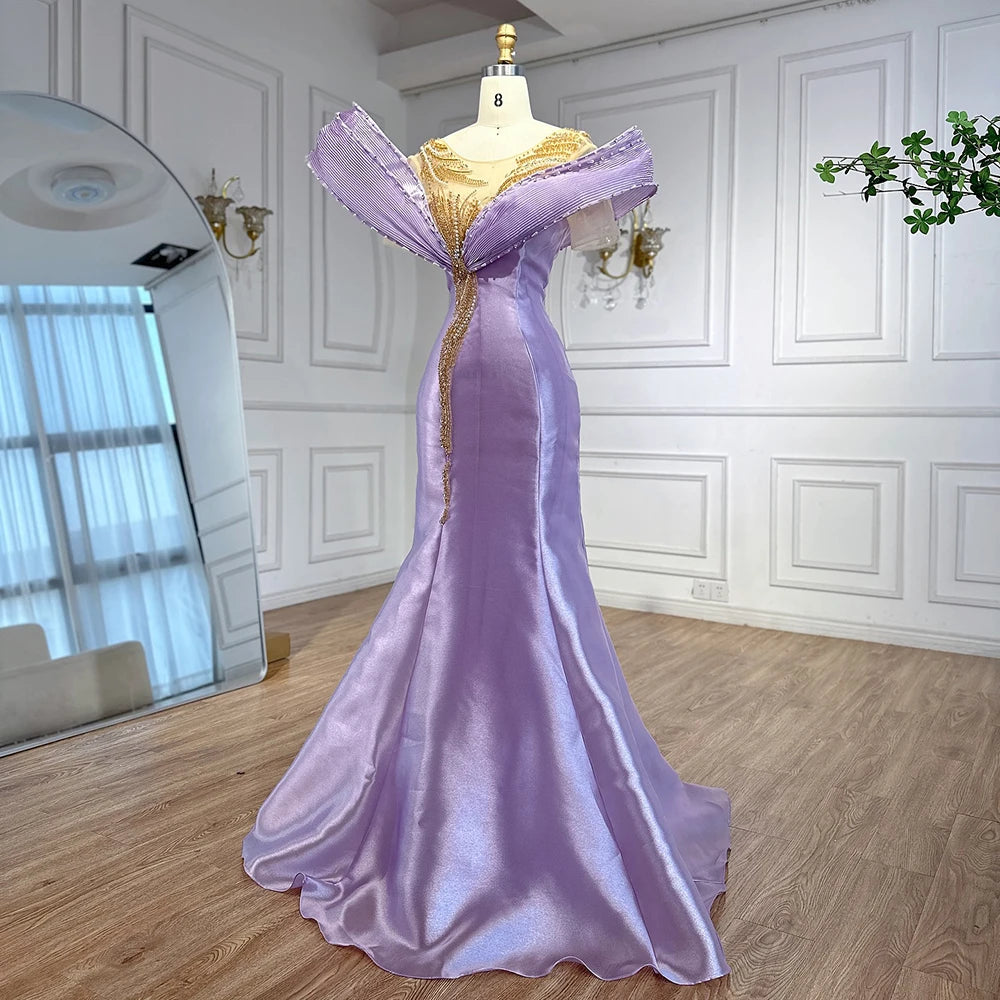 Luxury Designer Mermaid Satin Lilac Evening Dresses for Women - Formal Gowns for Prom, Wedding, Cocktail Party & Special Occasions - LA72902