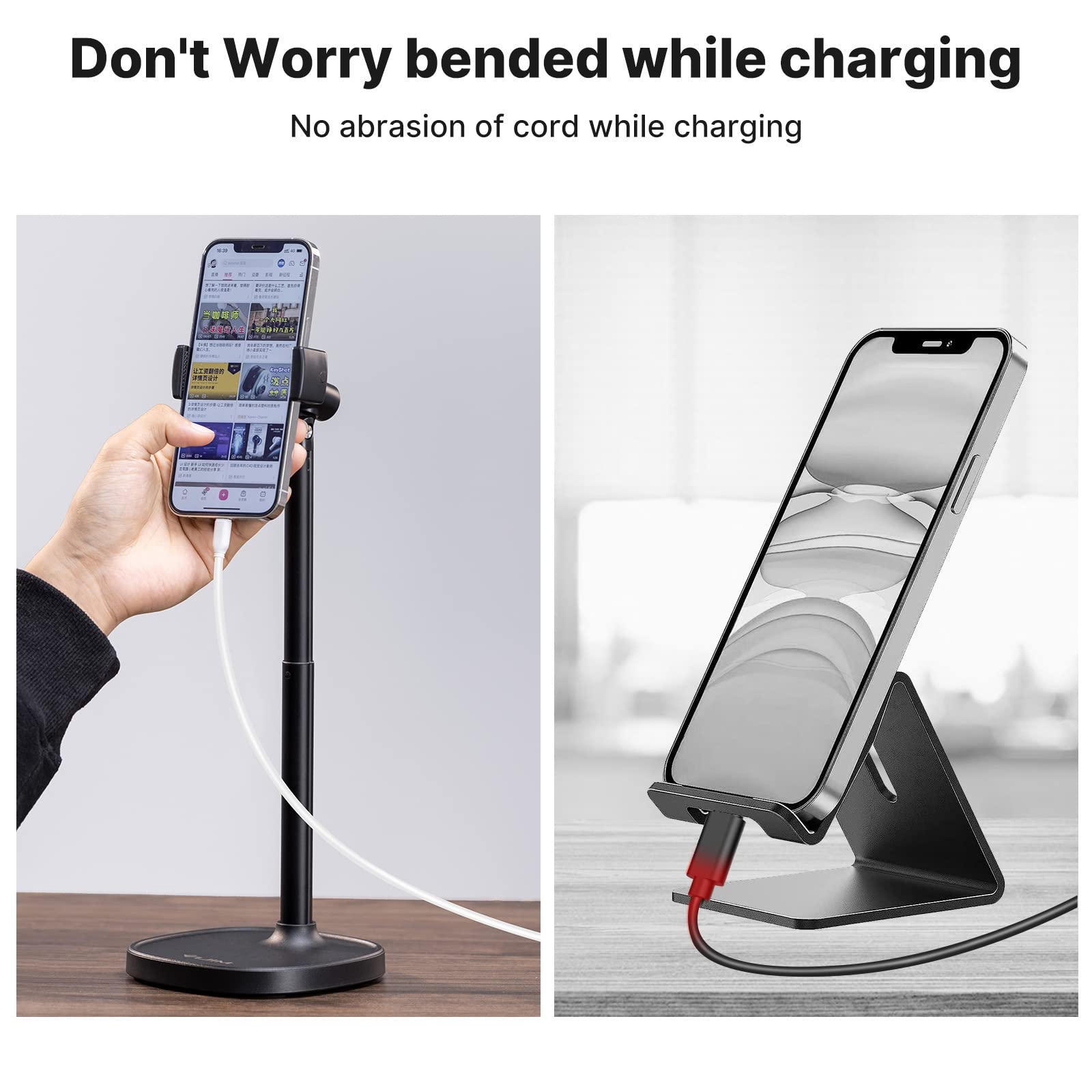 Adjustable Phone Stand for Desk - Ulanzi Universal Mobile Phone Holder Compatible with iPhone 14/13/12 Pro/XS Max/XR & Samsung Galaxy S22/S21/S20/S10 - Perfect for Video Calls, Streaming & Hands-Free Viewing