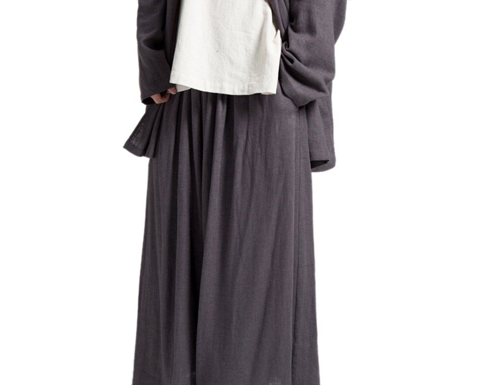 Men's Blue & Coffee Wide Leg Casual Loose Pants - Comfortable Elastic Waist Trousers for Lounge, Travel & Everyday Wear
