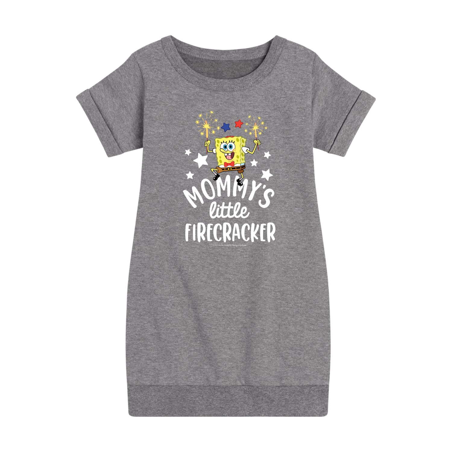 HYBRID APPAREL Spongebob Squarepants Fleece Dress for Toddler & Youth Girls - Mommy's Little Firecracker - Soft & Cozy Cartoon Character Outfit for Playdates, Birthday Parties & Casual Wear
