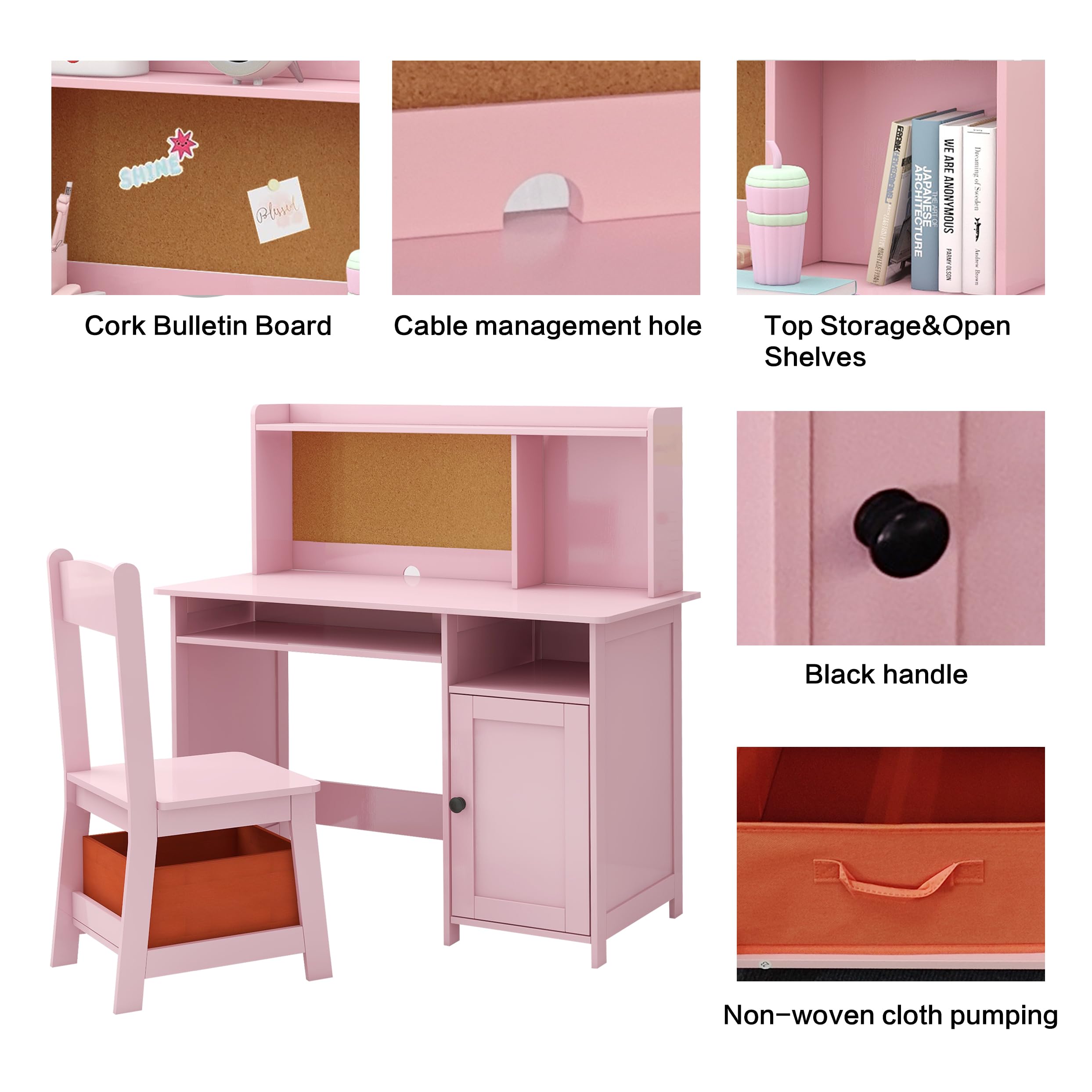 Pink Wooden Toddler Table and Chair Set for Kids - Study Desk with Storage, Craft Table, Kids Bedroom Furniture - Perfect Gift for Girls (Pink) - Ideal for Homeschooling, Arts & Crafts, and Playroom Activities
