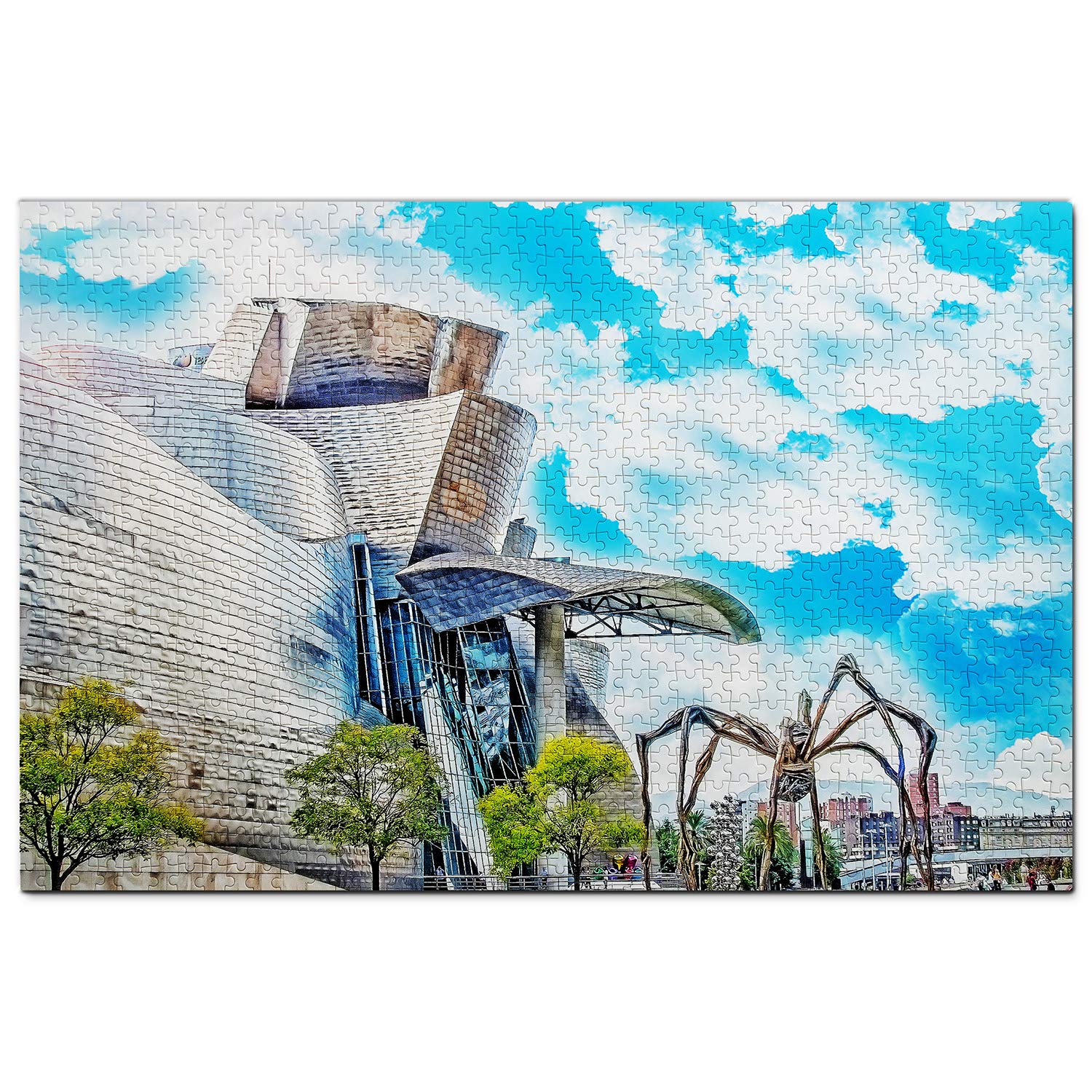 1000 Piece Spain Guggenheim Museum Bilbao Jigsaw Puzzle - Premium Wooden Travel Souvenir & Home Decor for Adults, Teens, and Puzzle Enthusiasts | Perfect for Family Game Night, Stress Relief, and Spanish Art Lovers