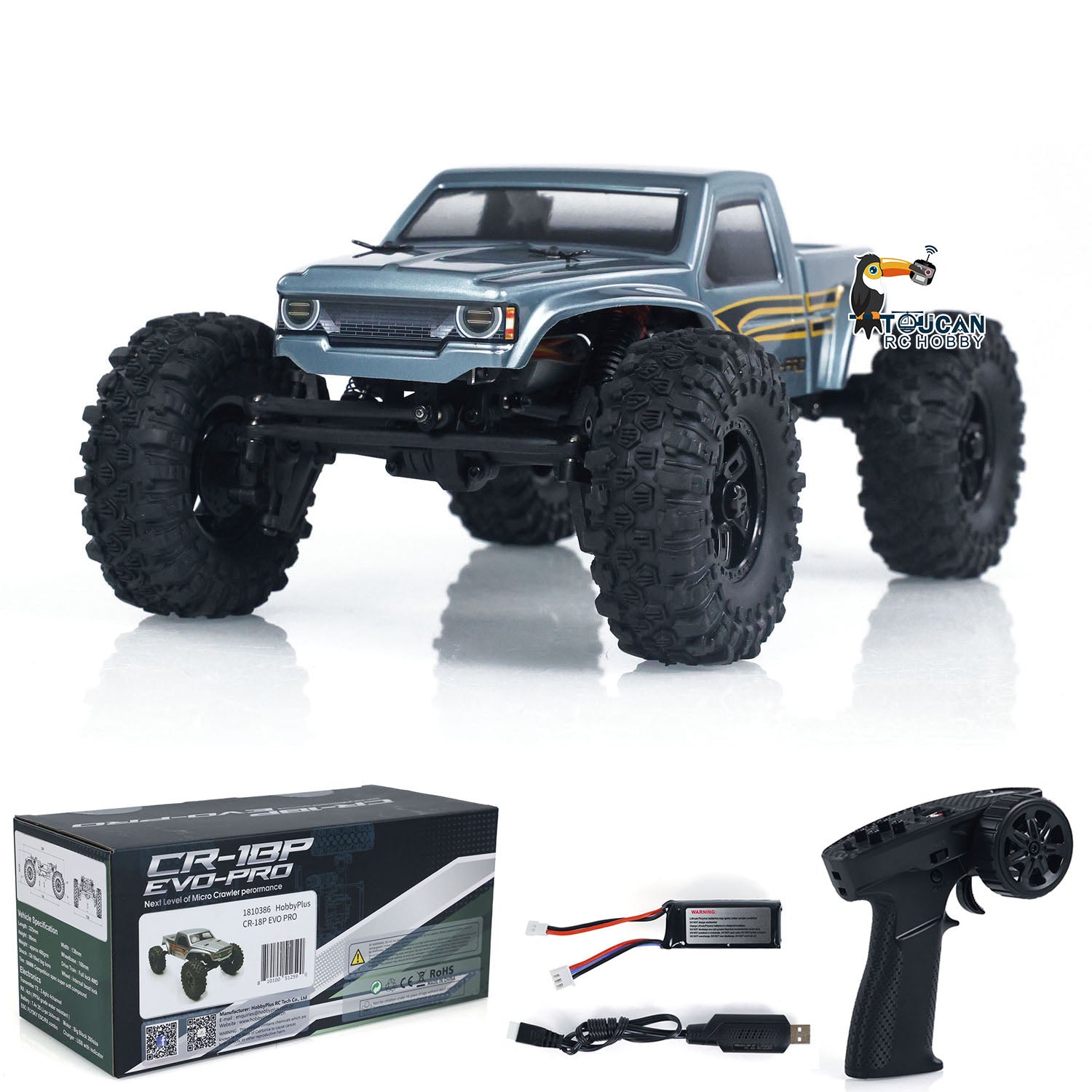 Hobby Plus CR18P 1/18 Scale 4x4 RC Rock Crawler - Ready to Run Electric Off-Road Vehicle - Mini Remote Control Car for Trail Crawling, Backyard Adventures & Hobby Enthusiasts