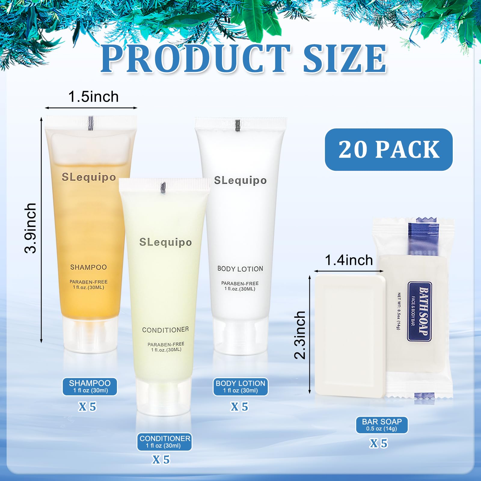 4-IN-1 Toiletries Bulk Set (20PCS) - 5 Hotel Bar Soaps, 5 Shampoos, 5 Conditioners, 5 Body Lotions | Mini Travel & Guest Amenities for Hotels, Airbnb, Weddings & Hospitality Services