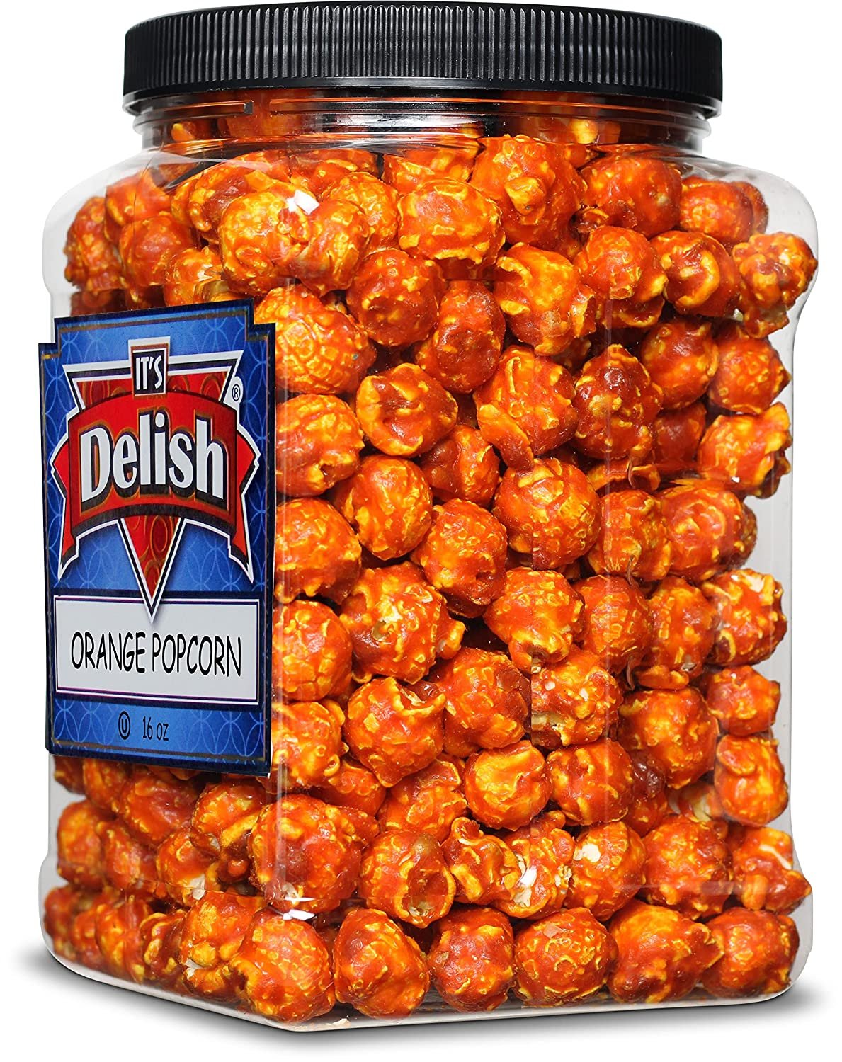 Crunchy Orange Flavored Popcorn - 16oz Jumbo Size Container - Sweet & Tangy Snack for Movie Nights, Parties & Office Breaks