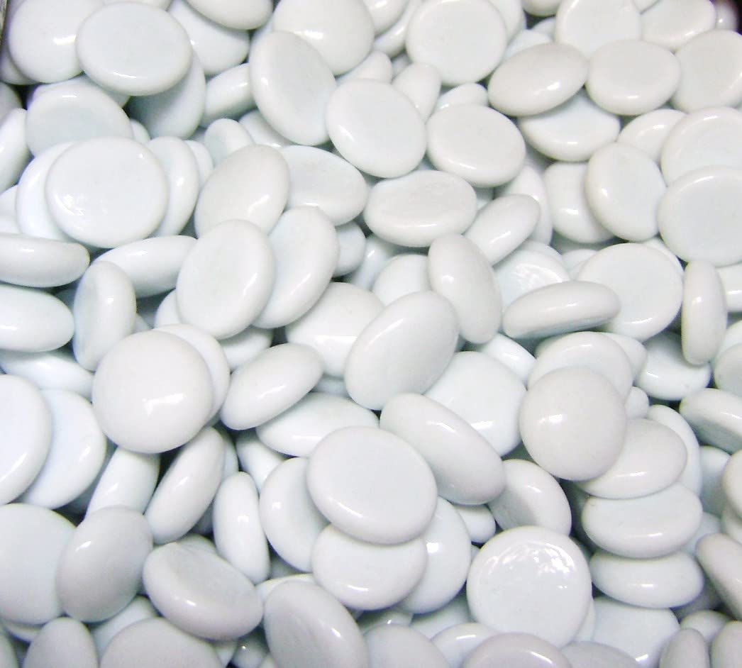 Glass Gems Vase Fillers - 1 LB Opal White Medium Stones for Floral Arrangements, Wedding Centerpieces & Home Decor