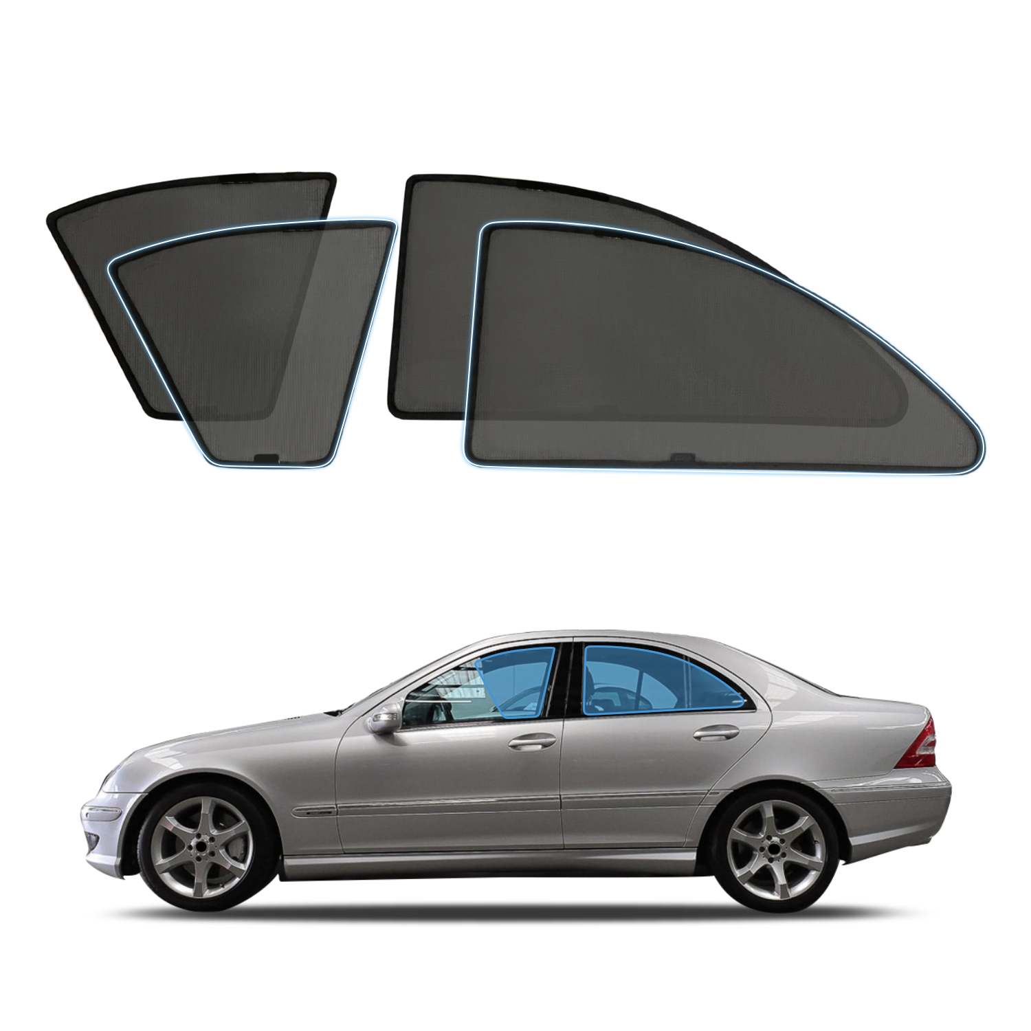 Magnetic Window Sun Shade for Mercedes Benz C Class W203 (2000-2007) - UV Protection & Heat Blocking Car Accessories for Summer Driving & Parking
