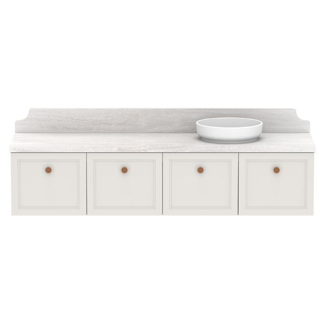 ADP Mabel Wall Mounted Vanity with Cherry Pie Premium Solid Surface Countertop - Modern Bathroom Storage for Small Spaces