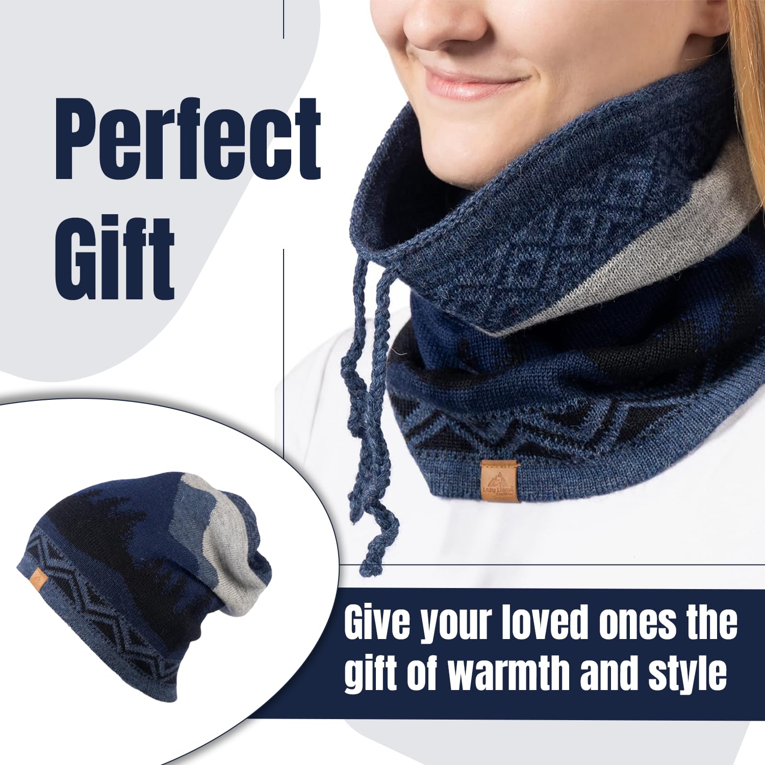Soft Baby Alpaca Wool Winter Hat & Neck Warmer - Warm Knitted Beanie for Women & Men - Unisex Snow Mountain Ski Hat - Stylish Thermal Headwear for Cold Weather - Perfect Gift for Her - Ideal for Skiing, Hiking & Outdoor Adventures