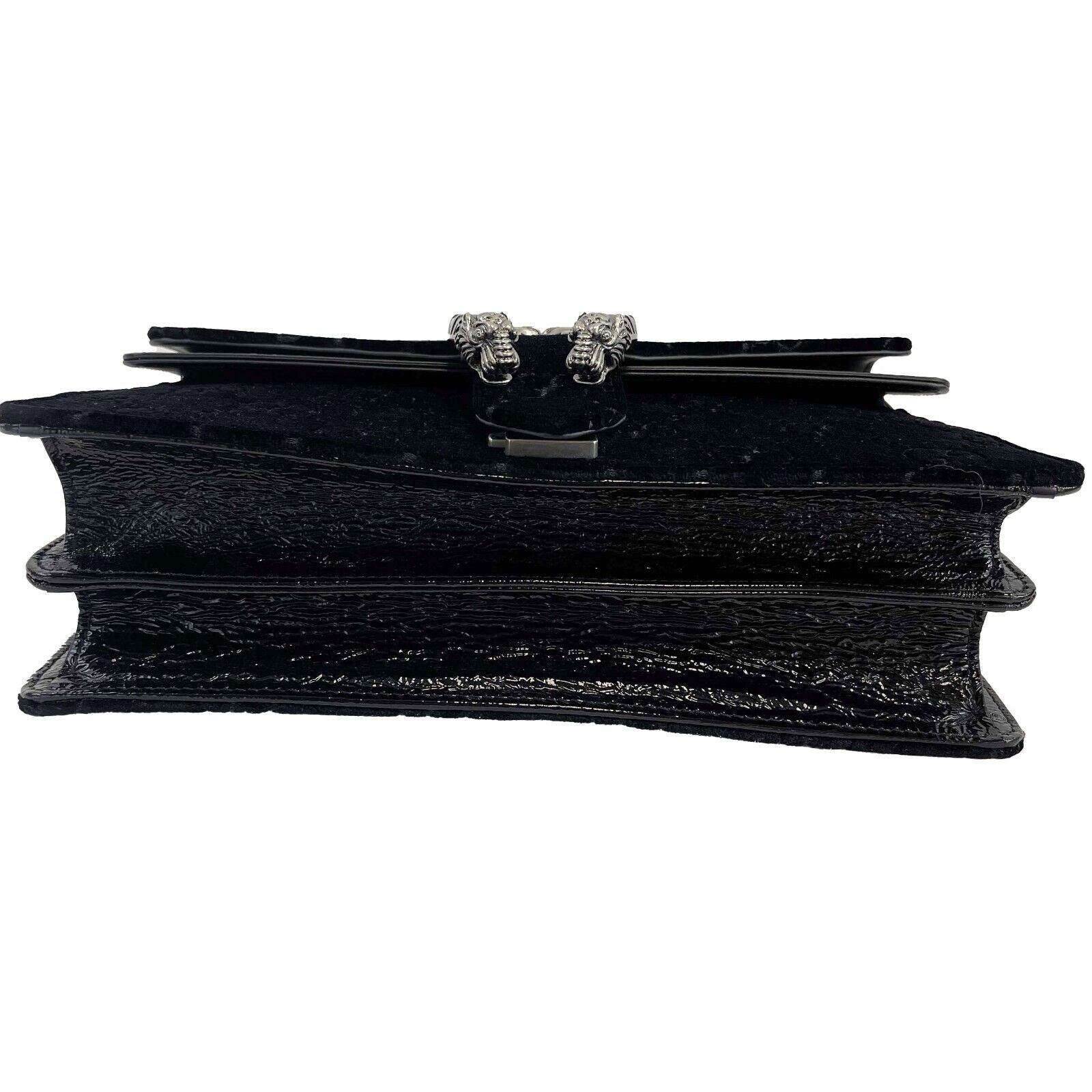 Gucci GG Dionysus Small Shoulder Bag in Black & Silver Velvet Embossed Leather - Perfect for Evening Events, Parties & Luxury Fashion Accessories