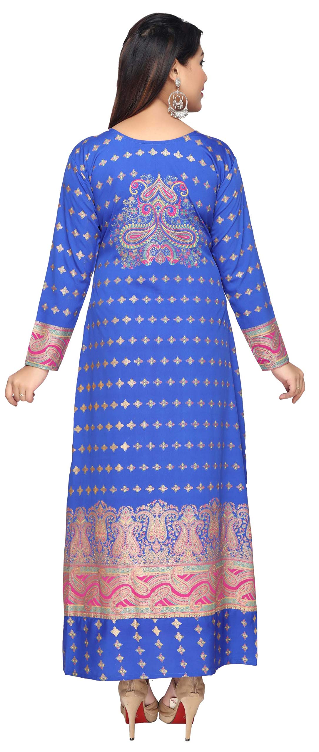Stylish Maple Printed Women's Long Sleeve Kaftan Abaya Dress - Elegant Islamic Modest Fashion for Home, Mosque & Special Occasions