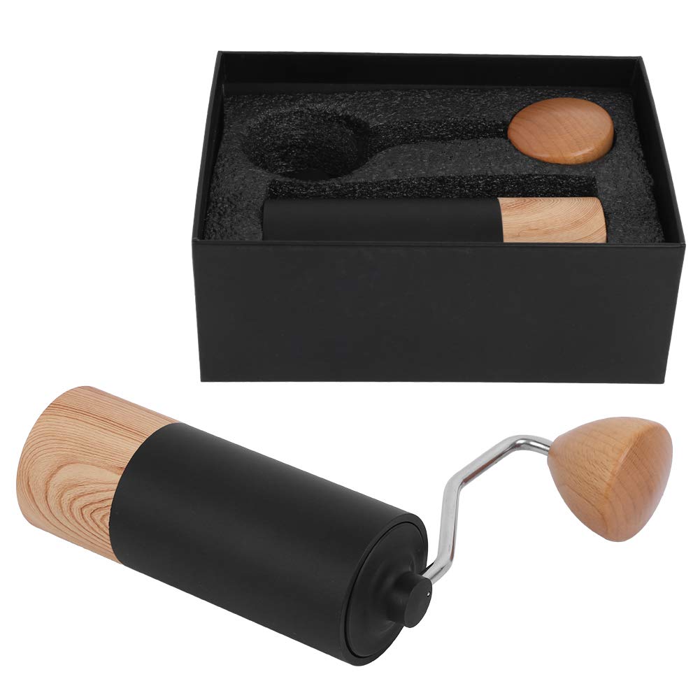 Premium Stainless Steel Manual Coffee Grinder - Hand Crank Burr Mill for Coffee Beans, Spices, Nuts & Herbs with Light Wood Grain Finish | Perfect for Home, Camping & Travel Brewing