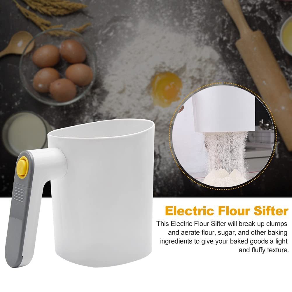 Kakalote Electric Flour Sifter for Baking - Battery Powered Stainless Steel Mesh Sieve with Ergonomic Handle - Easy Clean Kitchen Tool for Pastry, Cake & Bread Making - Perfect for Home Bakers & Professional Chefs