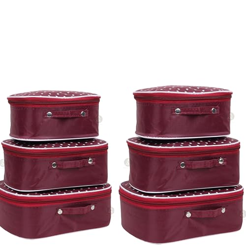Rasafa 6-Piece Premium Vanity Box Set – Bridal Makeup Organizer, Cosmetic Storage Box, Beauty Kit (Maroon) | Perfect for Wedding Prep, Bathroom Organization & Travel Cosmetics