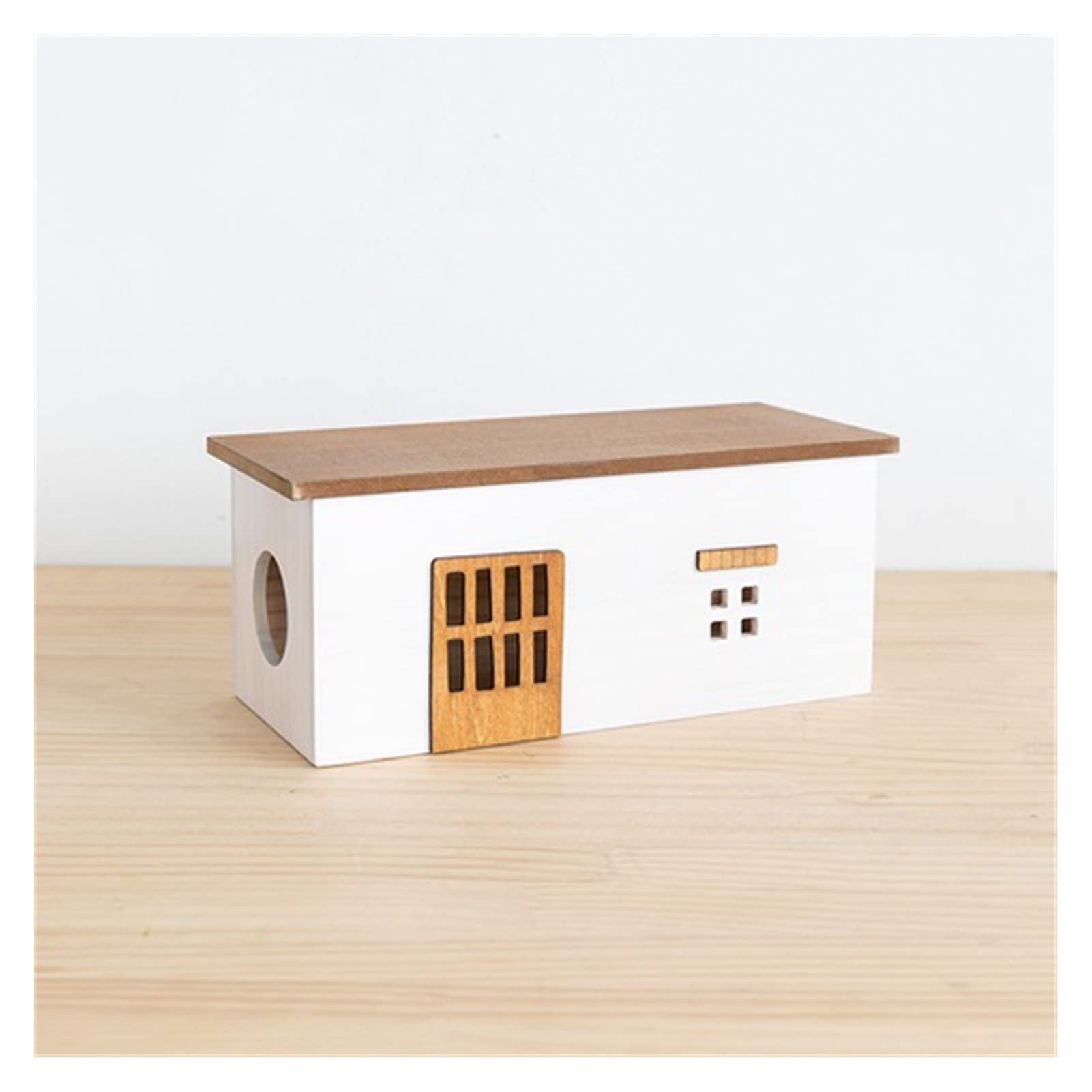 Wooden Cable Organizer Box - Hidden TV & Computer Wire Management for Home Office - Power Strip Storage with Creative Design (Style 4) - Perfect for Desk Organization and Cord Concealment