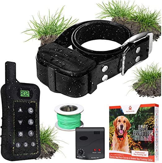 Wireless Dog Fence System - Underground Pet Containment with 1 Adjustable Collar & 984ft Extra Wire for Large Yards | Safe Outdoor Training Solution for Dogs