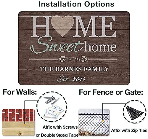Custom Family Name Wall Decor - Personalized Sweet Home Sign for Indoor & Outdoor Use - Perfect for Housewarming Gifts & Farmhouse Style Home Decor