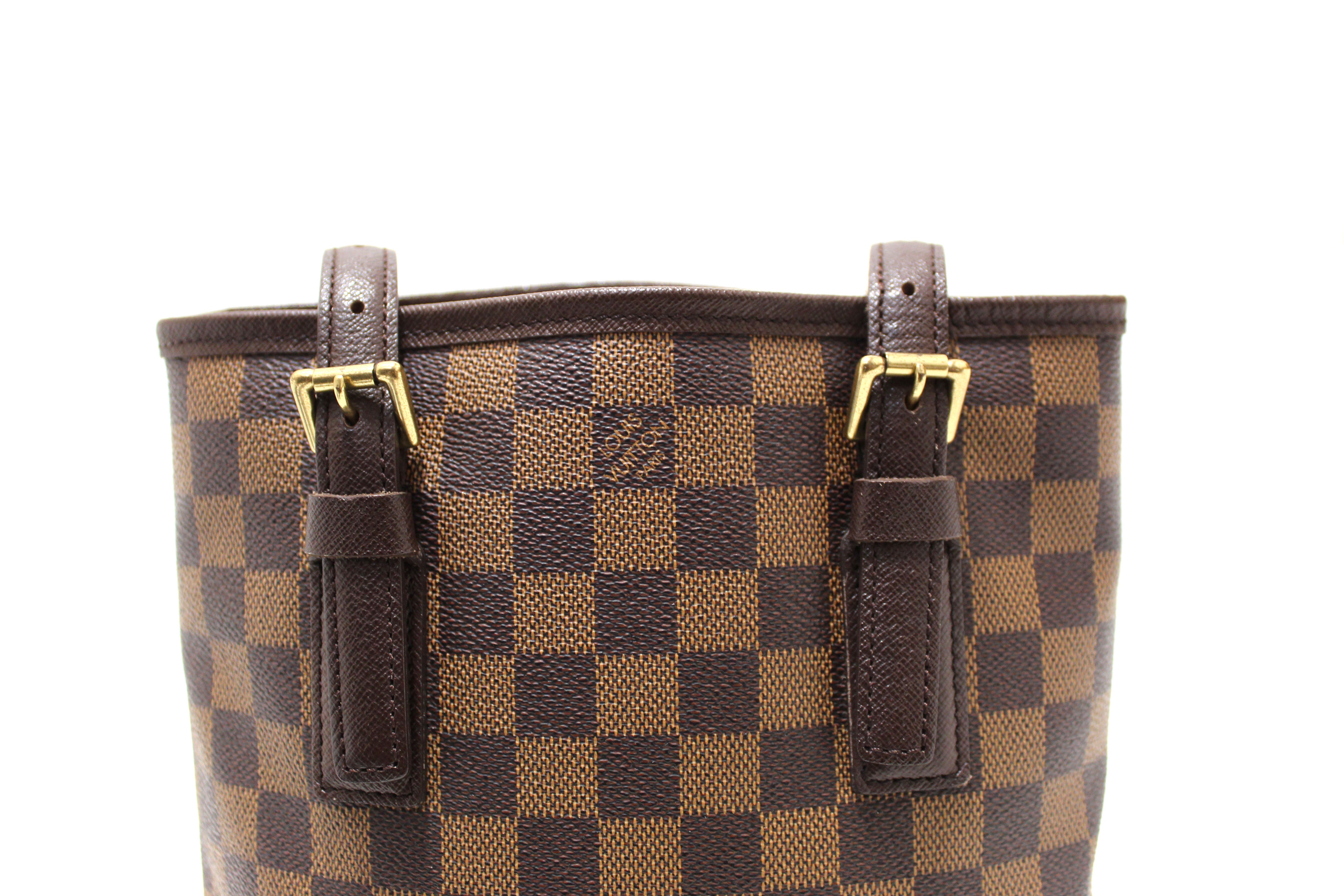 Authentic Louis Vuitton Damier Ebene Bucket PM Shoulder Bag - Luxury Handbag for Women, Fashion Crossbody Purse for Work, Travel & Everyday Use