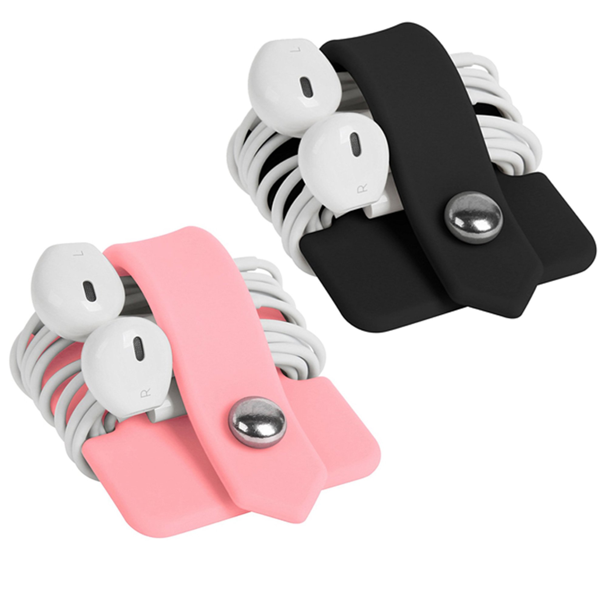 ELFRhino Silicone Earphone Organizer - 2 Pack Headphone Cable Winder & Cord Wrap Manager for Tangle-Free Storage - Perfect for Travel, Gym, Office, and Home Use