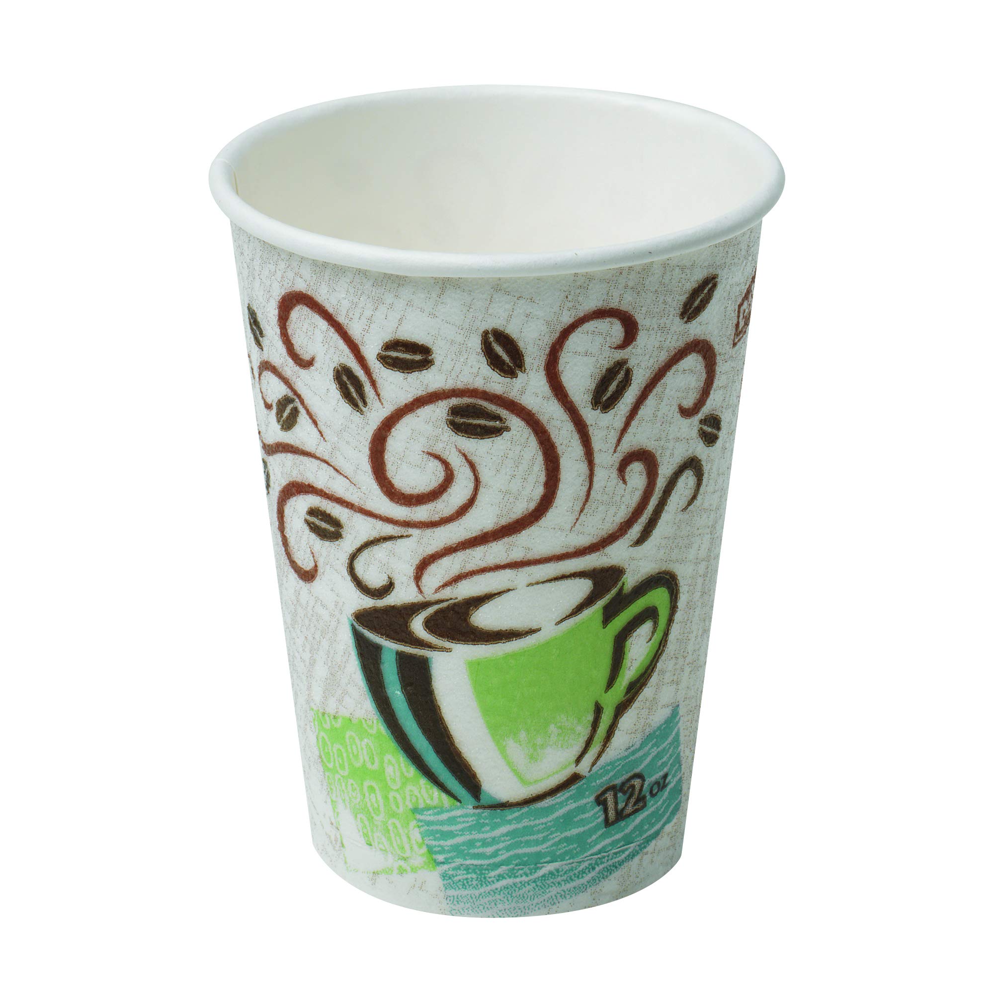 GP PRO Dixie PerfecTouch 12 oz Disposable Paper Coffee Cups - Coffee Haze Design, 1000 Count (Individually Wrapped) - Ideal for Offices, Cafés & Home Use - 5342CDWR