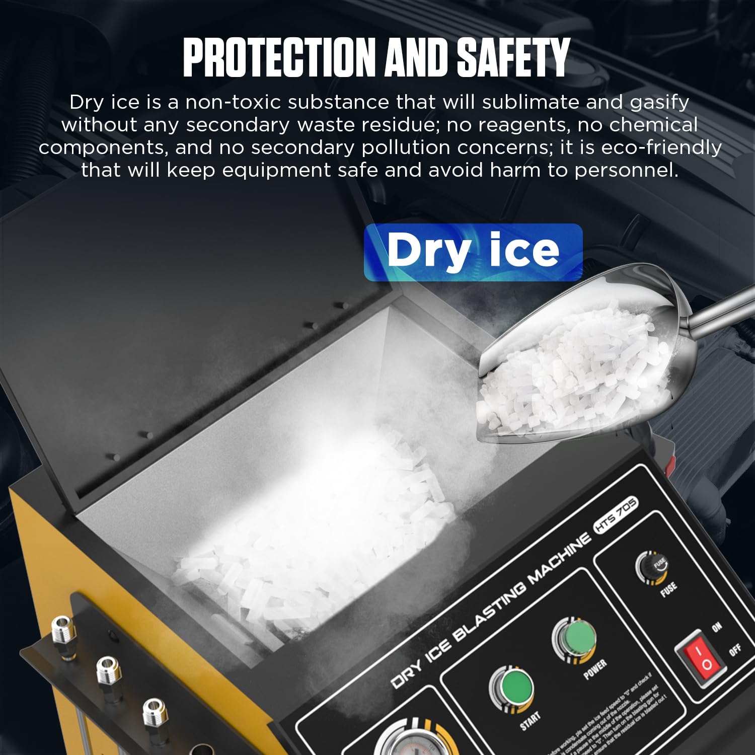 110V Dry Ice Blasting Machine - HTS705 Industrial Dry Ice Blaster for Fast Cleaning | Removes Stubborn Grease, Paint & Rust | Ideal for Automotive, Industrial & Food Processing Equipment Cleaning