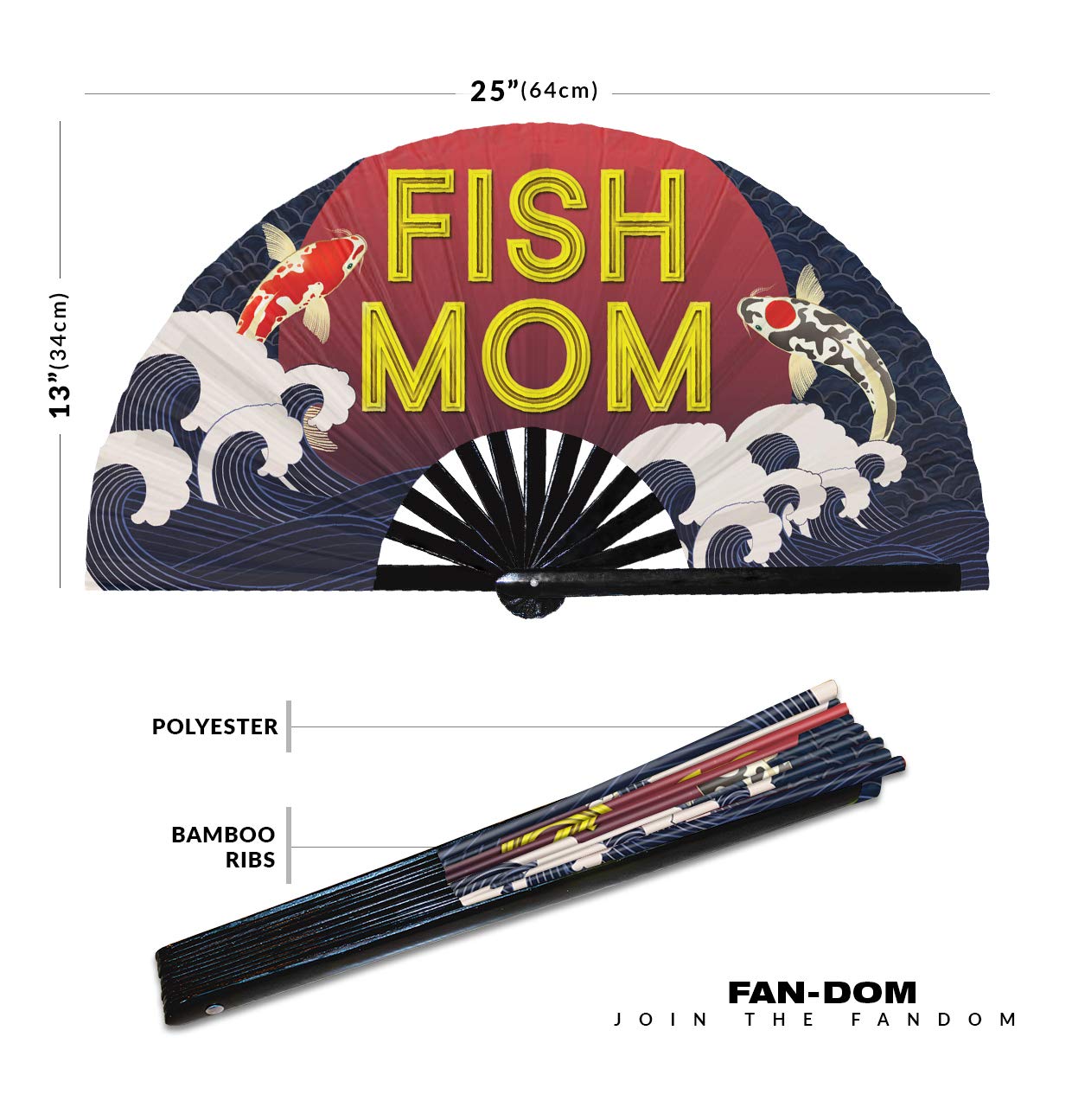UV Glow Hand Fan for Fish Lovers - Koi Fish Design Folding Handheld Fan - Perfect Gift for Fish Moms, Pet Owners & Aquatic Enthusiasts (Style 9) - Great for Summer Outdoor Events, Aquarium Visits & Fish-Themed Parties