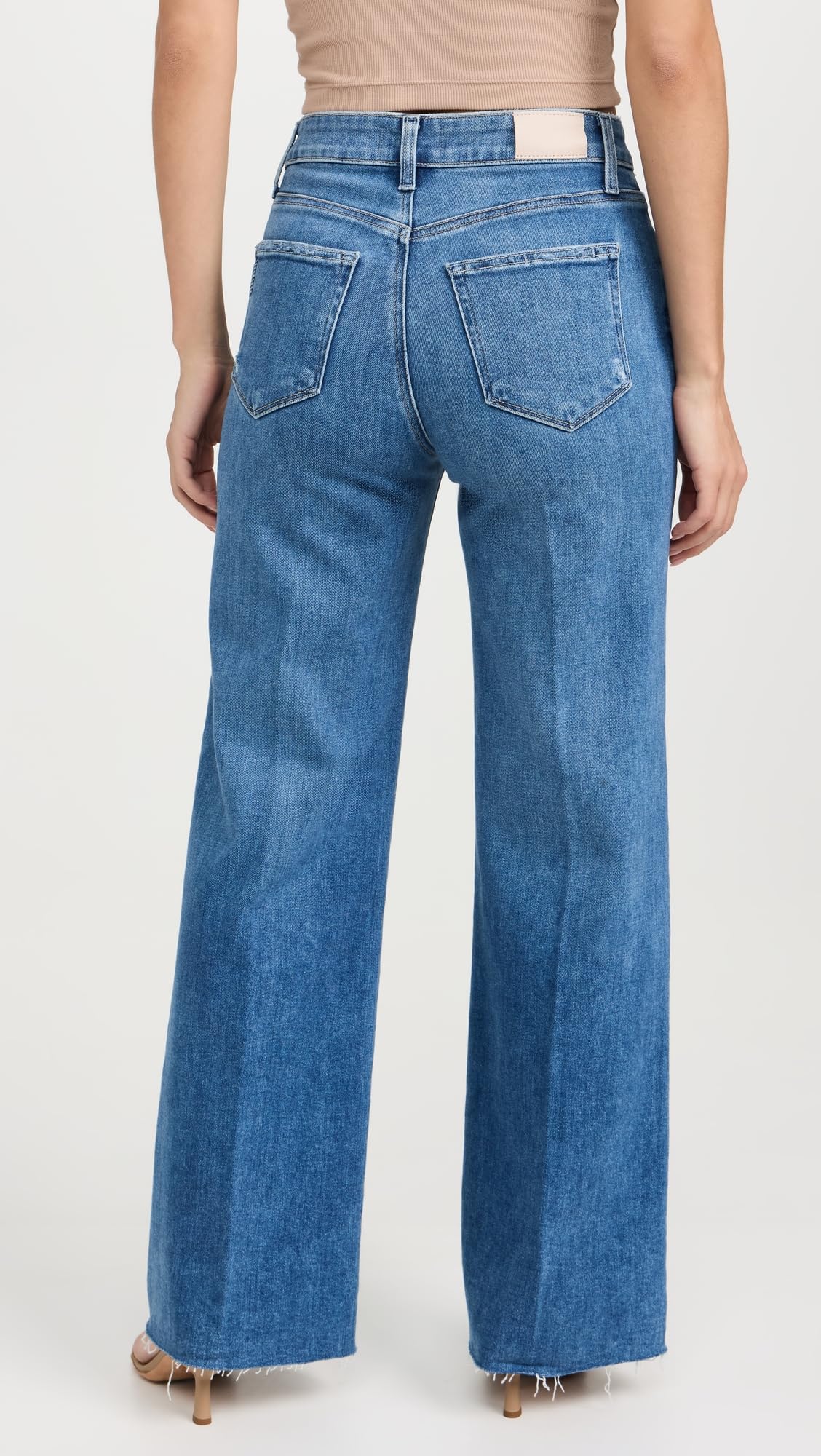 PAIGE Women's Anessa Raw Hem Jeans - High Waist Distressed Denim Pants for Casual Outfits & Streetwear Fashion