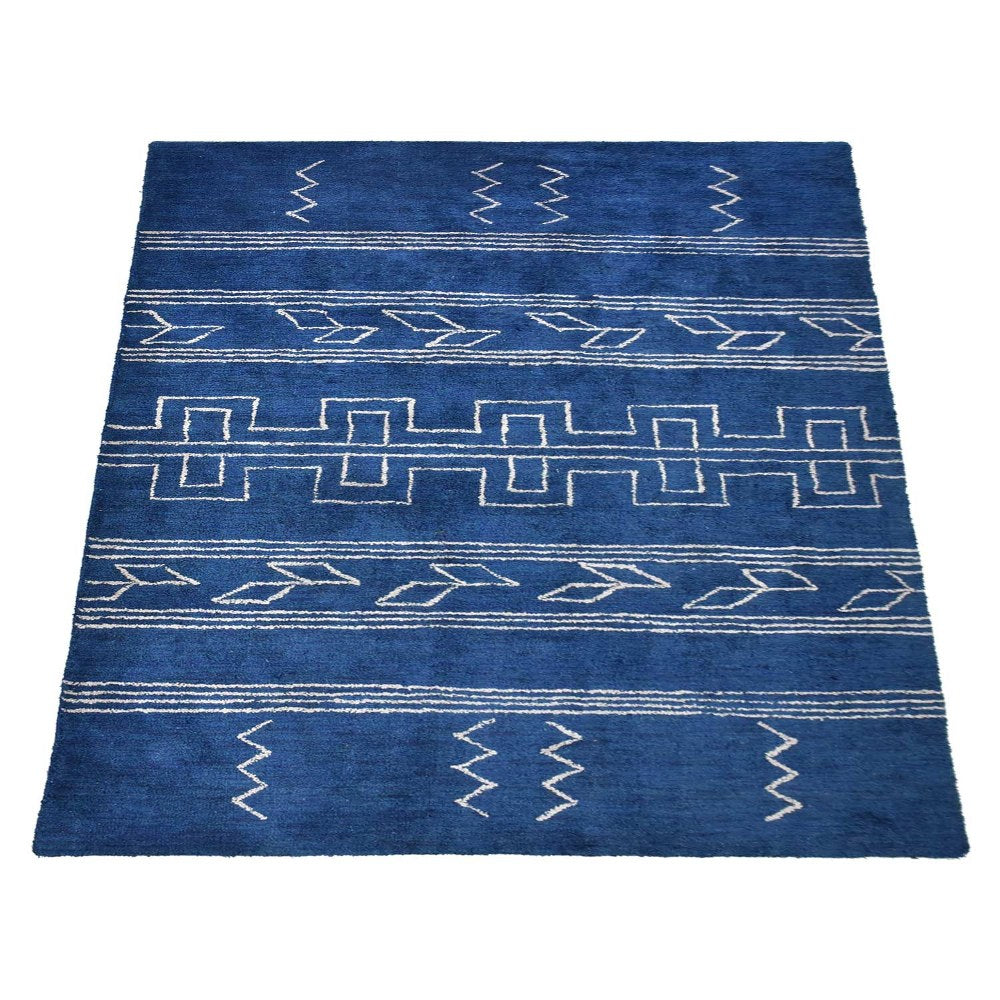Handmade Rhomb Wool Area Rug - Premium Hand Knotted Non-Slip Living Room Carpet for Home Decor, Bedroom & Office (5x8 ft) - Soft & Durable Floor Covering for Cozy Spaces